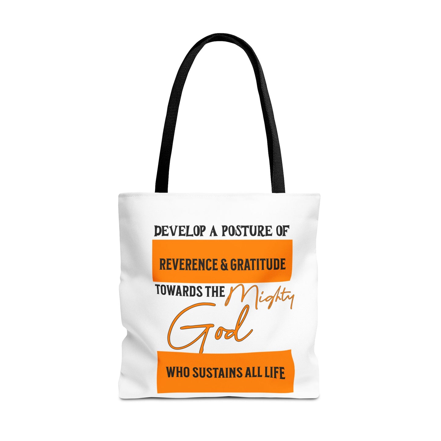 Mighty God Who Sustains All Life, Christian Tote Bag, Inspirational Christian Gift, Bible Faith