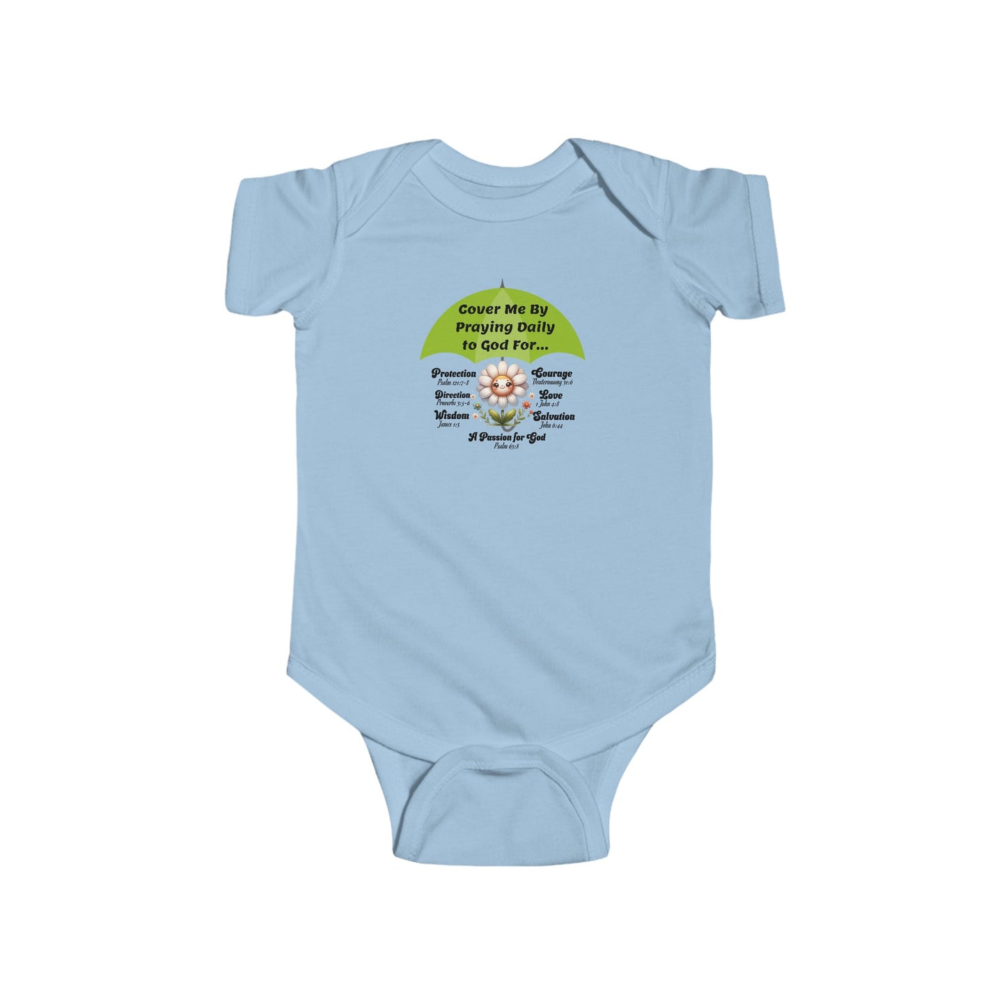 Cover Me By Praying Daily, Baby Onesie, Faith-Based