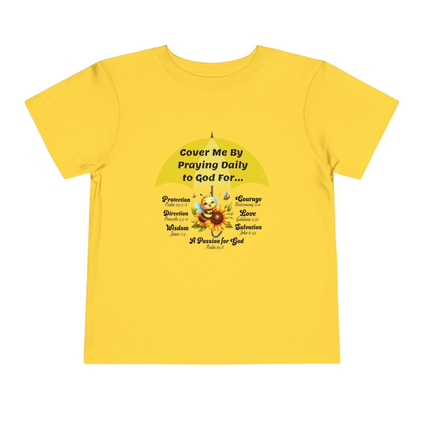 Toddler Short Sleeve Tee, Christian, Faith-Based, Cover Me With Prayer, Cute Bubble Bee