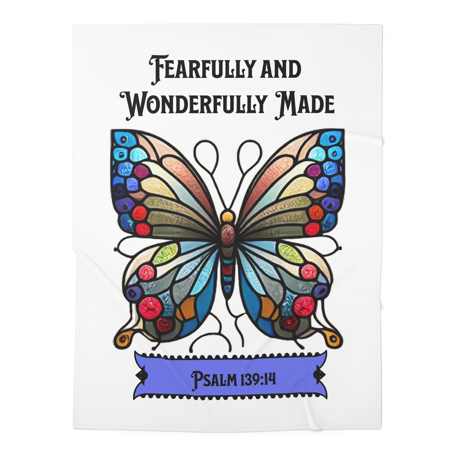 Baby Swaddle Blanket – 'Fearfully and Wonderfully Made' Butterfly Psalm 139:14