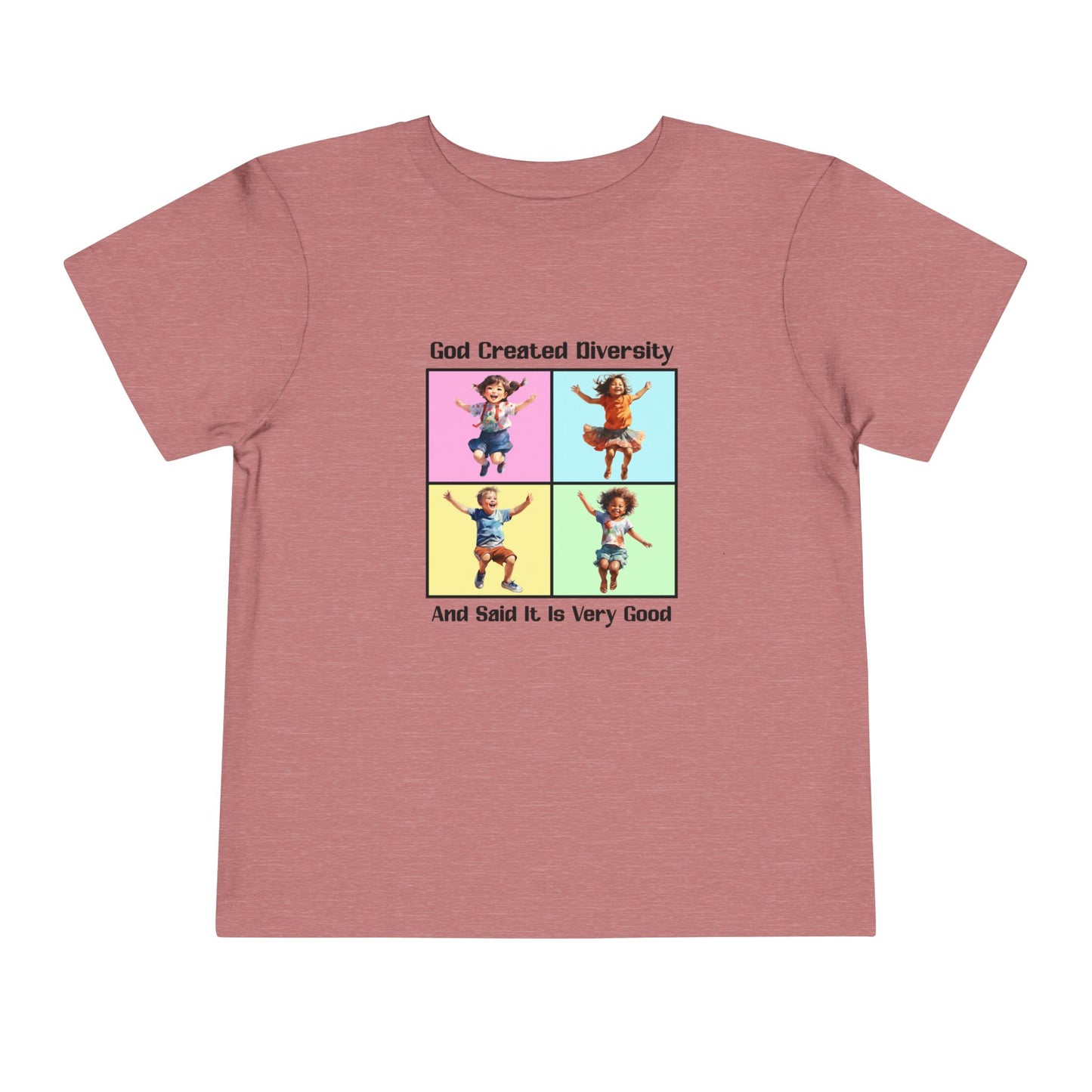 Toddler Short Sleeve Tee, Christian, Faith-Based, Diversity Design, Happy Kids