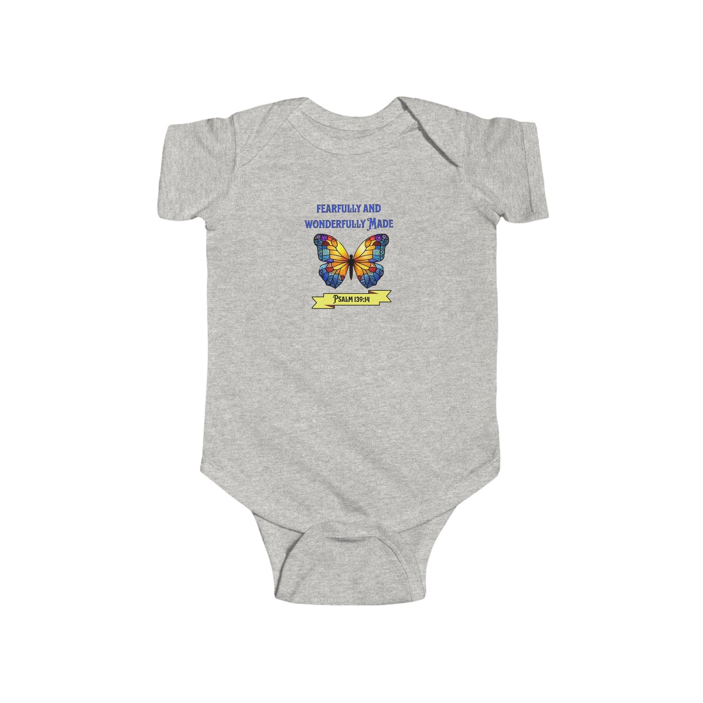 Fearfully and Wonderfully Made, Baby Onesie, Faith-Based, Butterfly
