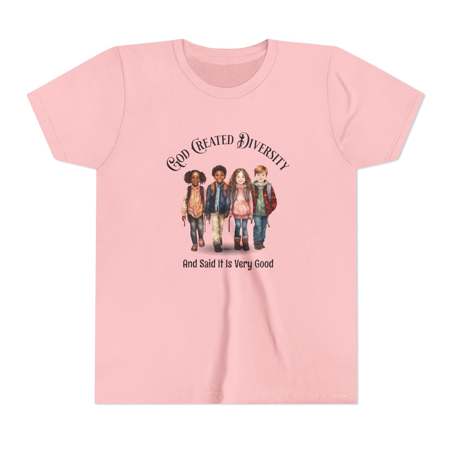 Youth Tee — "God Created Diversity and Said It Is Very Good" Kids Graphic Shirt, Faith-Based