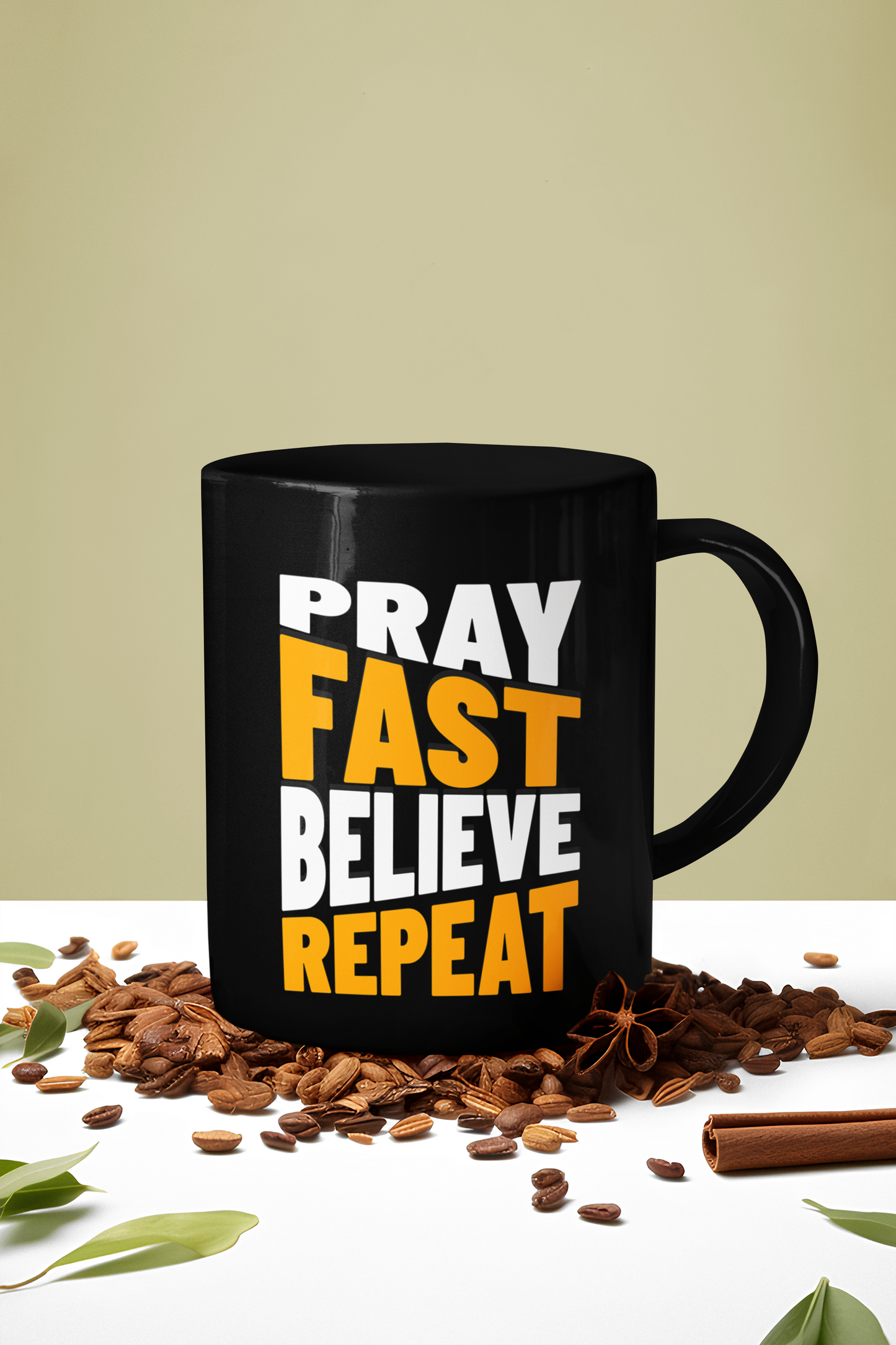 Pray-Fast-Believe-Repeat, Christian Mug, Faith-Based