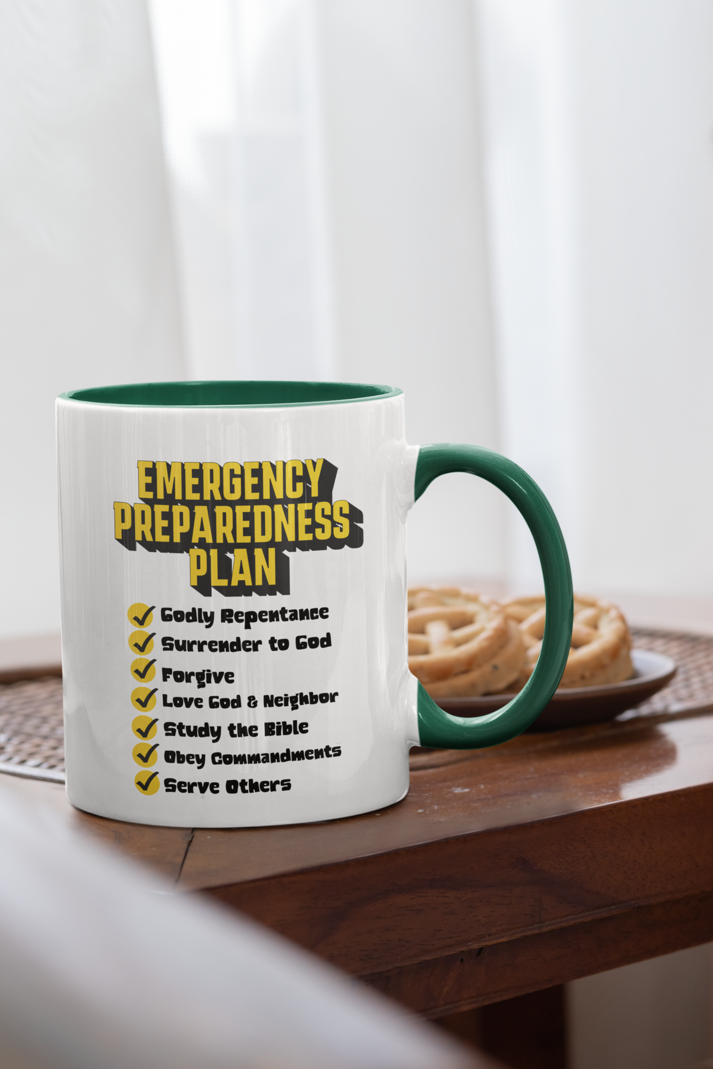 Emergency Preparedness Plan, Christian Mug, Ceramic 11 oz Coffee Mug, Faith-Based