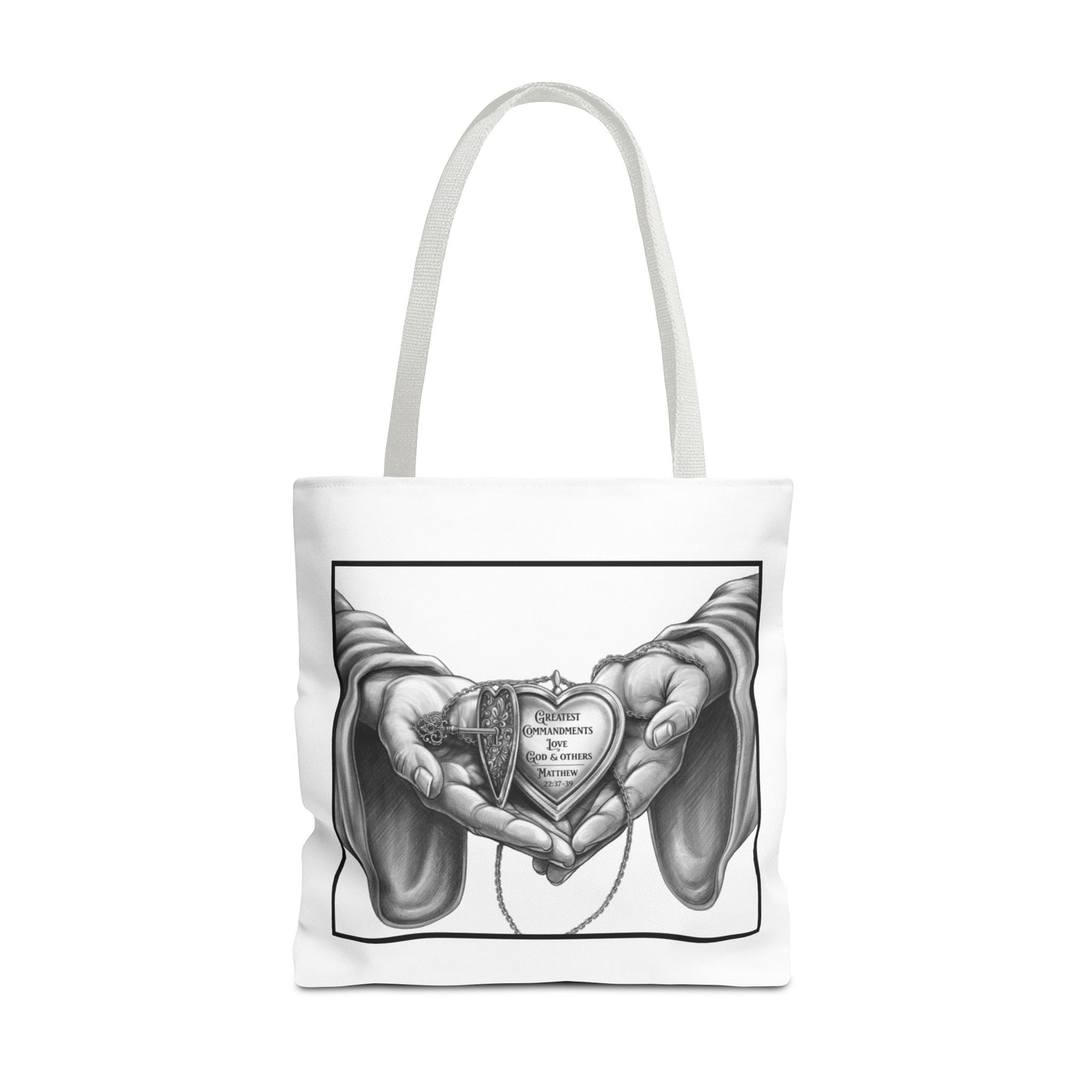 Greatest Commandments: Love God & Others, Christian Tote Bag, Inspirational, Bible Faith