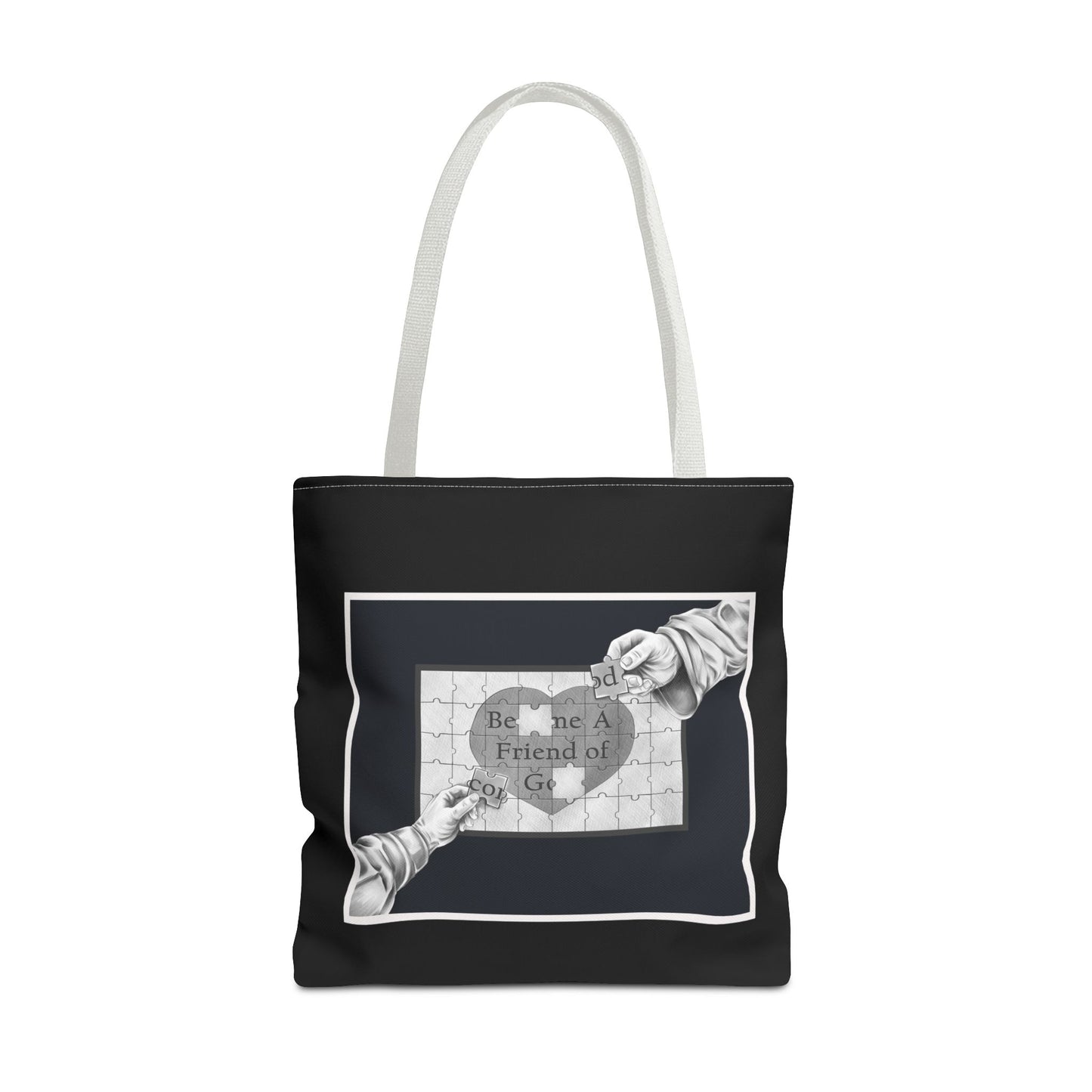 Become a Friend of God-Christian Tote Bag (Black & White), Inspirational Christian Gift, Bible Faith, Church Tote