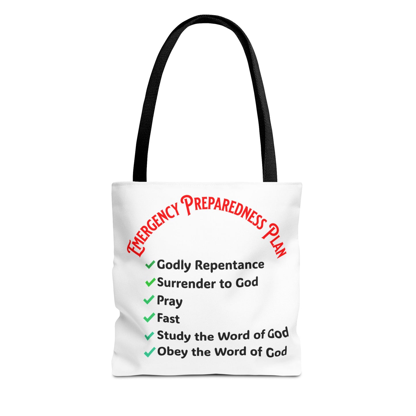 Emergency Preparedness Plan Tote, Christian Tote Bag, Inspirational Christian Gift, Bible Faith