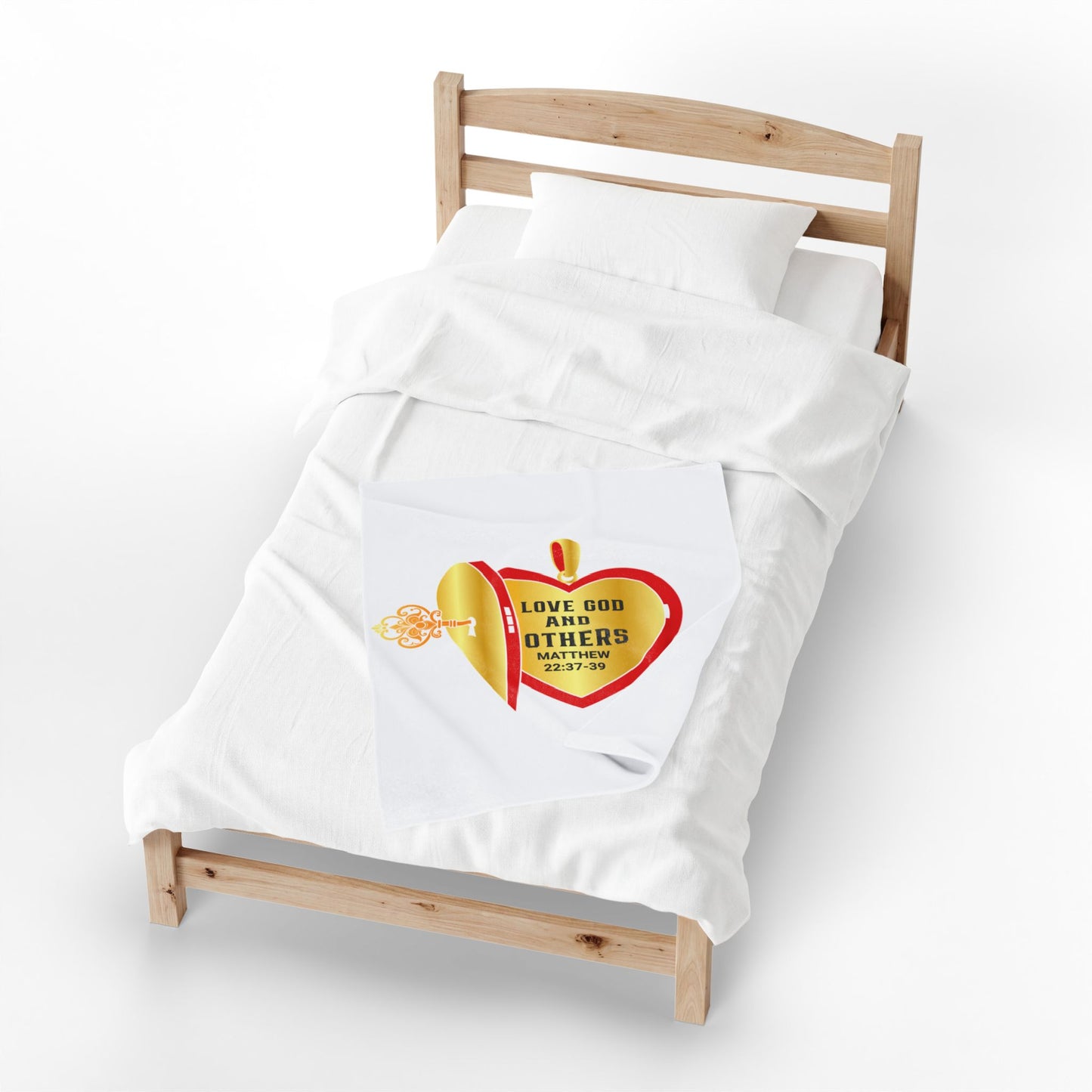 Velveteen Plush Blanket - "Love God & Others" Heart Locket Inspirational Christian Throw