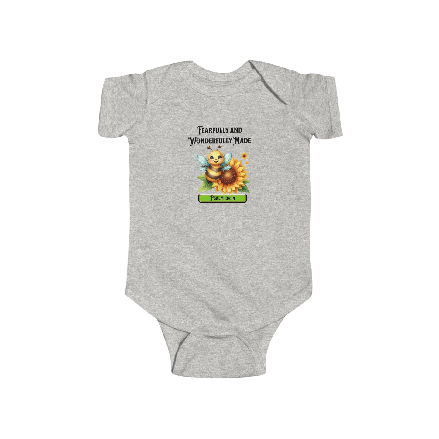 Fearfully and Wonderfully Made, Baby Onesie, Faith-Based, Bumble Bee