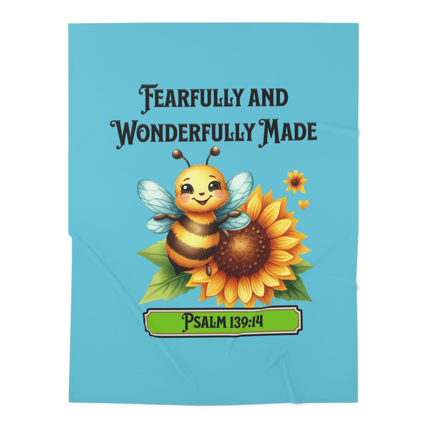 Baby Swaddle Blanket — "Fearfully and Wonderfully Made" Bee & Sunflower Psalm 139:14, Infant Swaddle