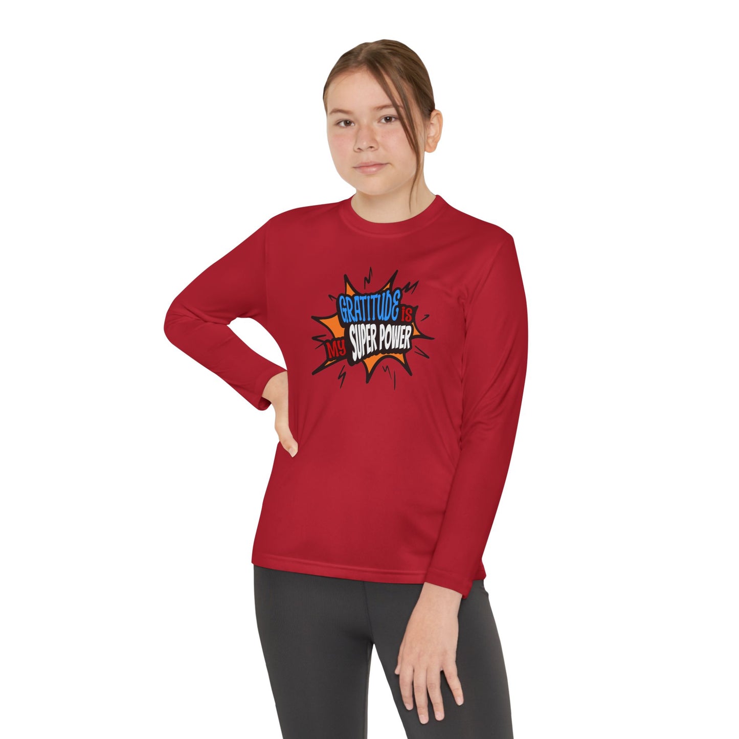 Gratitude Is My Superpower, Youth Long Sleeve Tee — Christian, Faith-Based