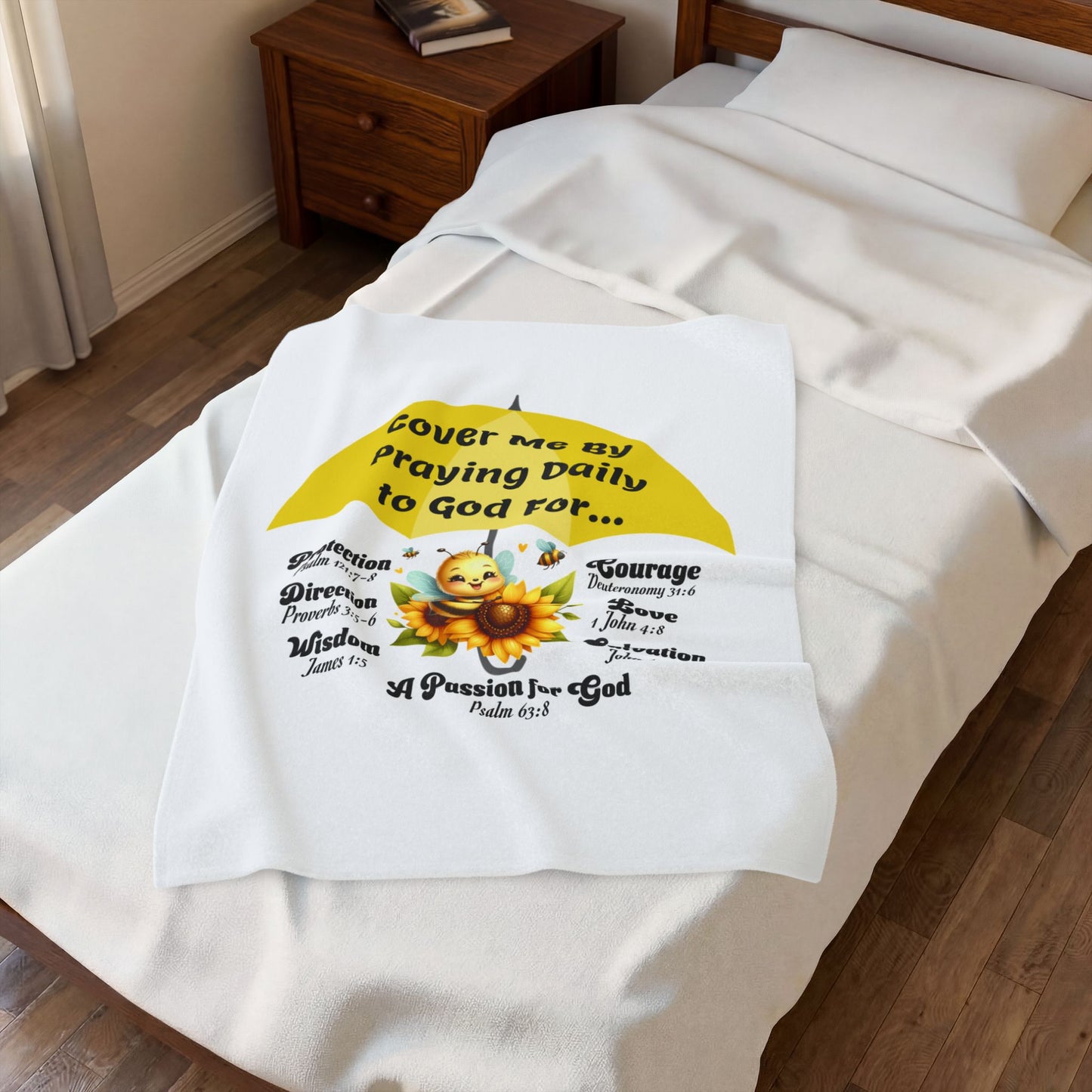 Velveteen Plush Blanket — "Cover Me By Praying Daily to God For…" Inspirational Christian Throw