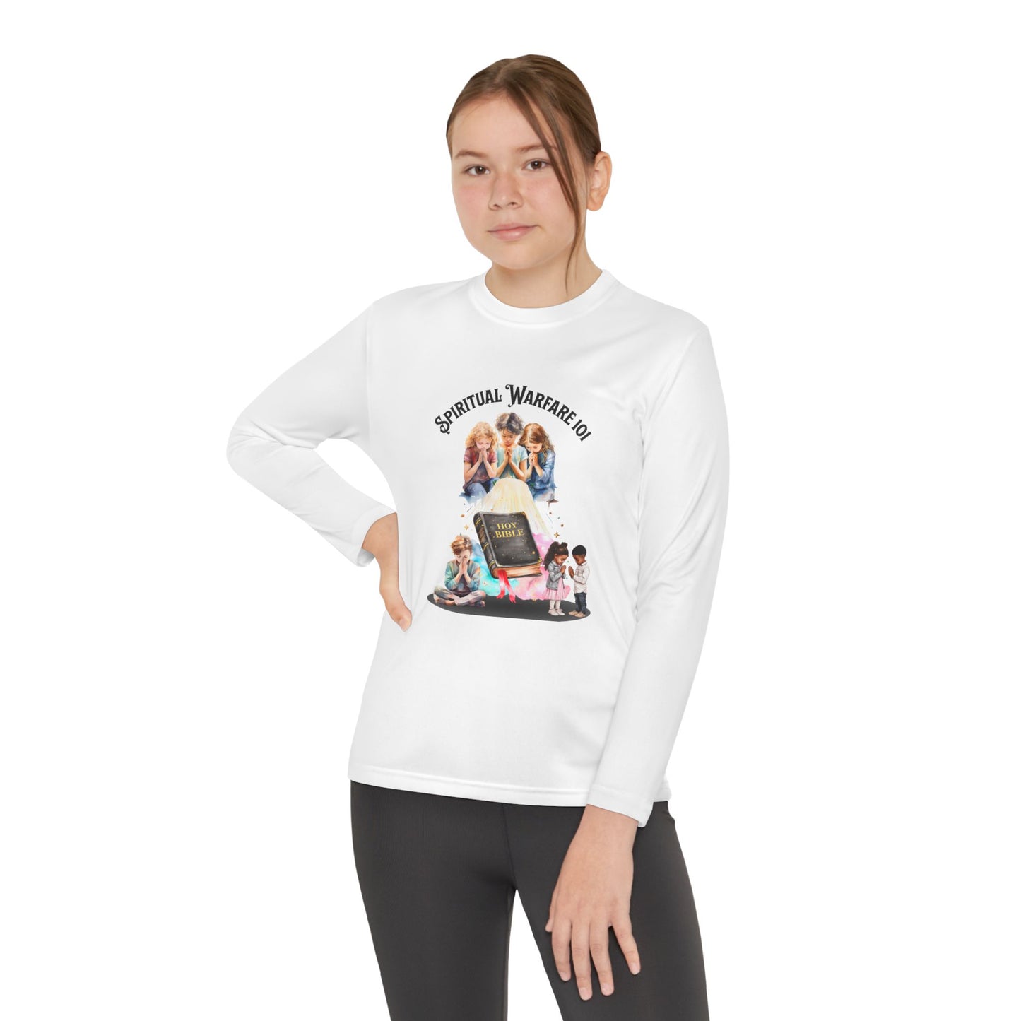 Spiritual Warfare Youth Long Sleeve Tee – Kids Prayer & Bible Study Shirt, Faith-Based