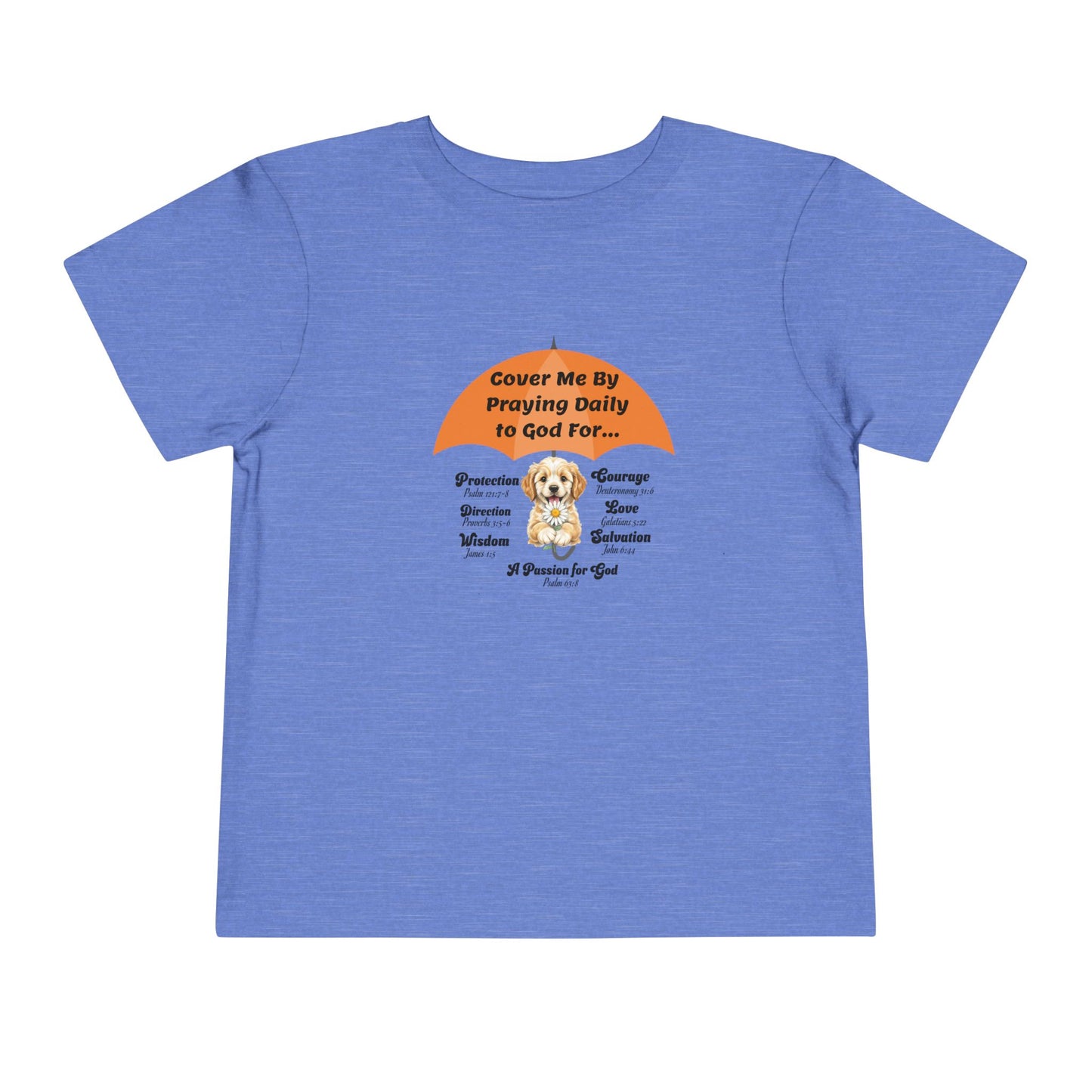 Toddler Short Sleeve Tee, Christian, Faith-Based, Cover Me With Prayer, Cute Puppy