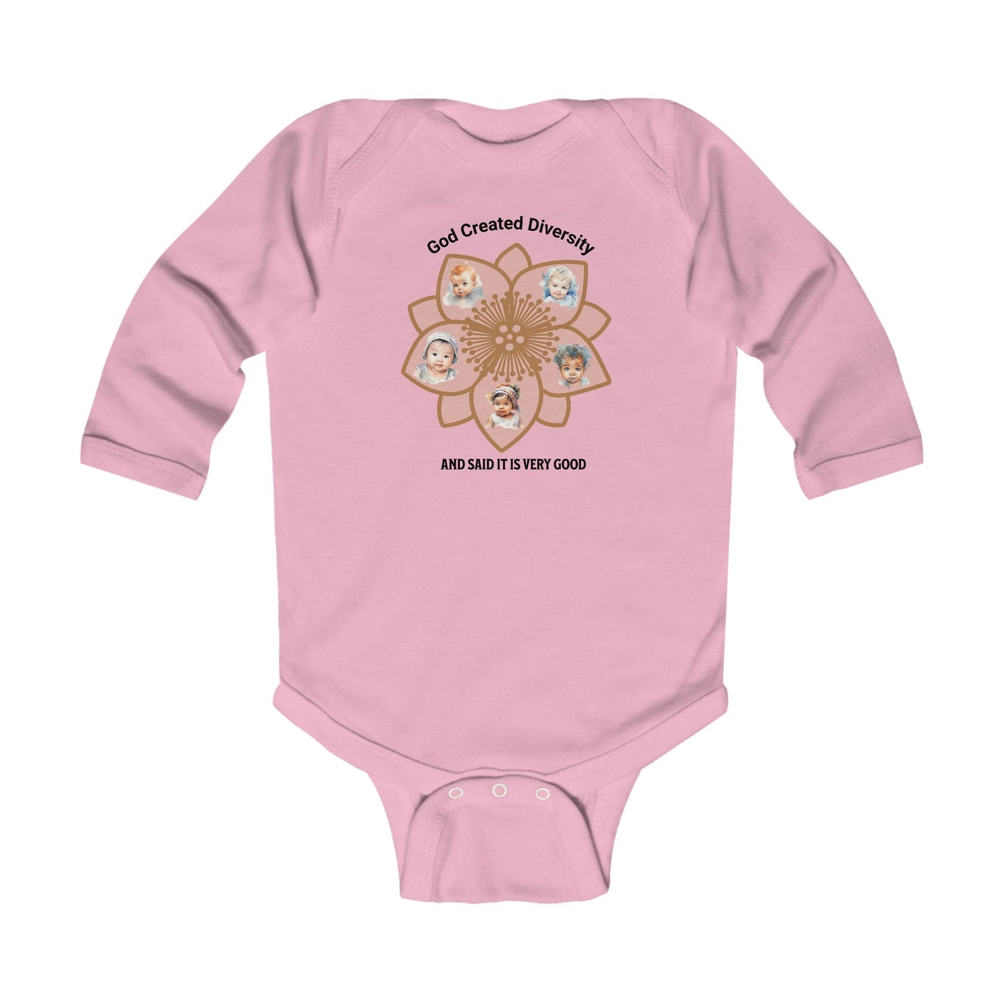 Infant Bodysuit — "God Created Diversity and Said It’s Very Good" Floral Baby Onesie, Faith-Based, Christian