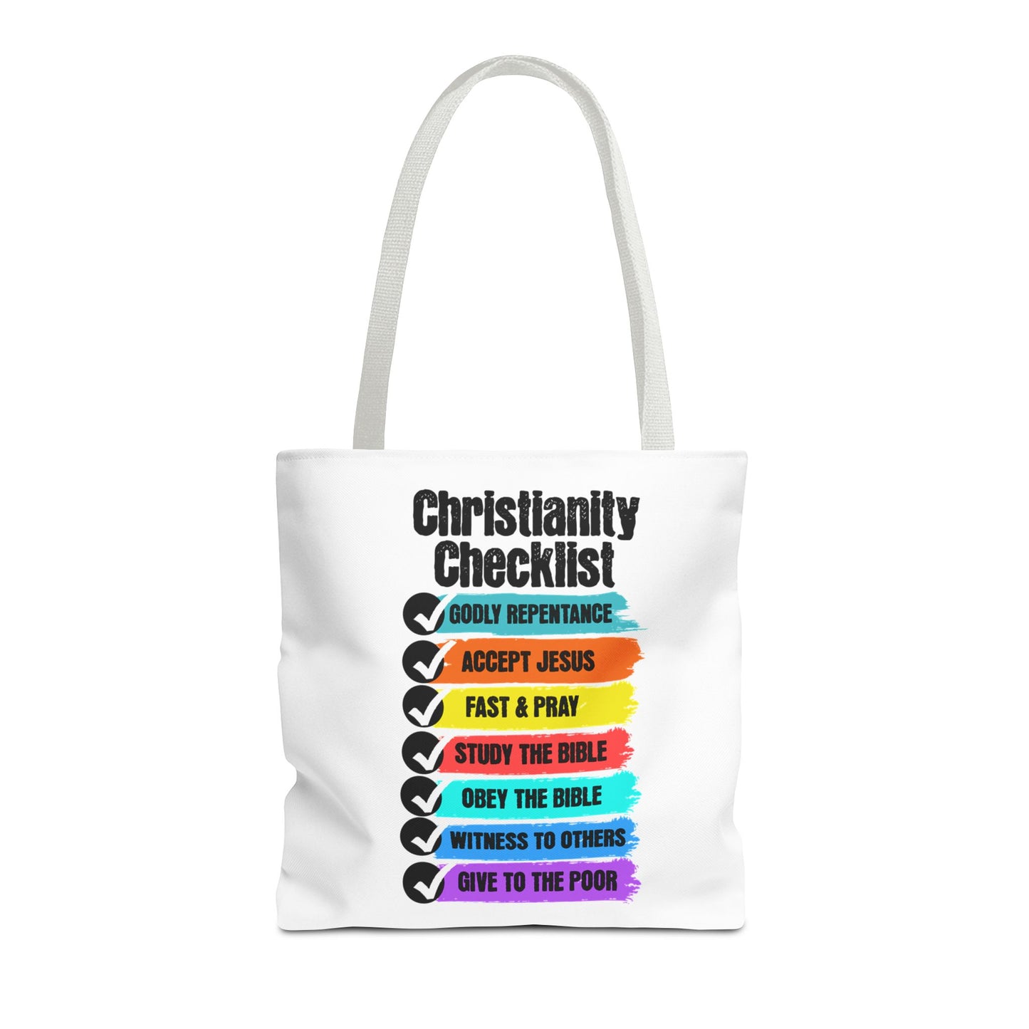 Christianity Checklist, Christian Tote Bag, Inspirational Christian Gift, Bible Faith