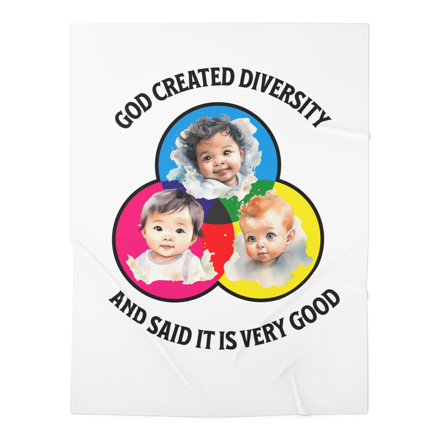 Baby Swaddle Blanket — "God Created Diversity and Said It Is Very Good" Multicultural Infant Swaddle