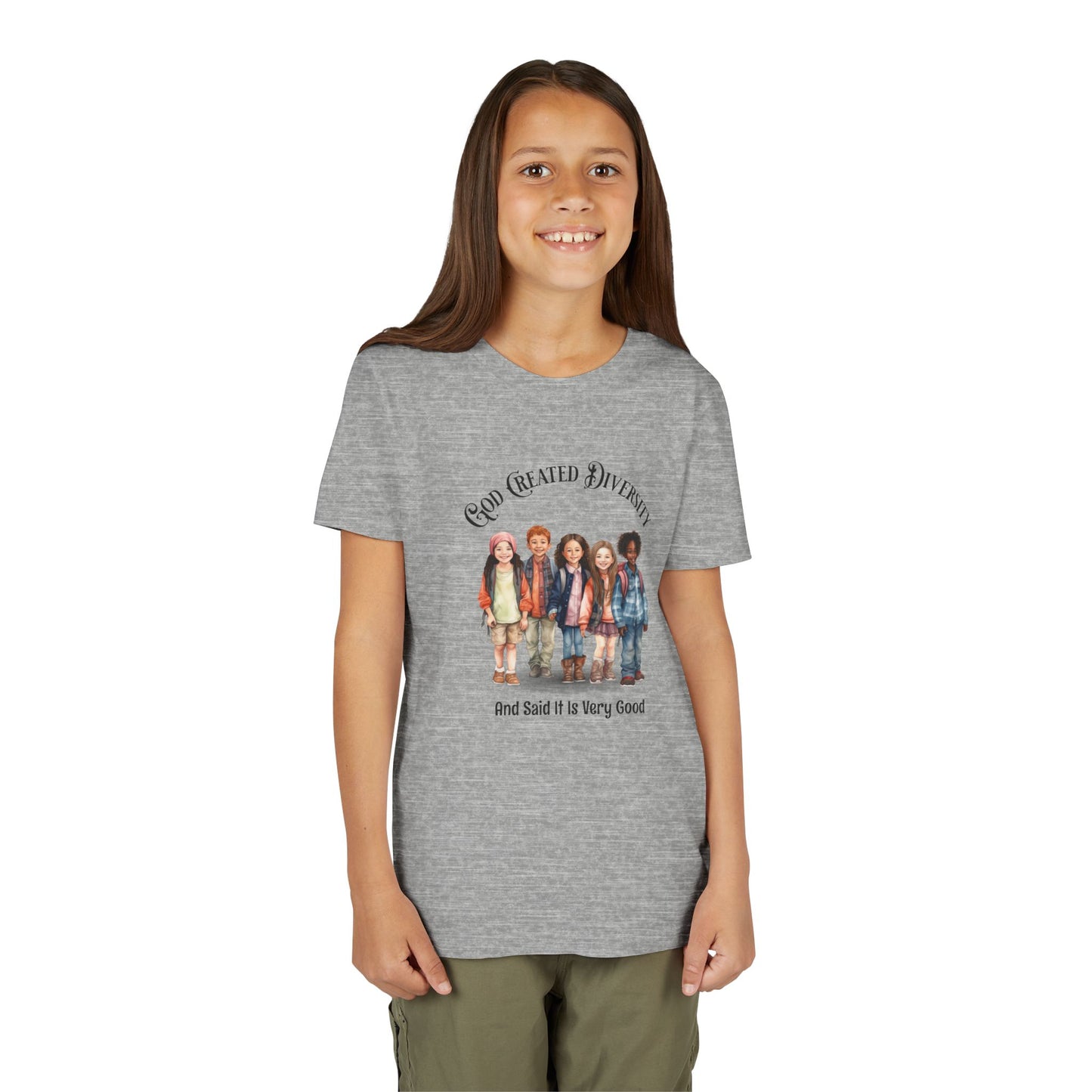 Youth Tee — "God Created Diversity and Said It Is Very Good" Kids Graphic Shirt, Faith-Based