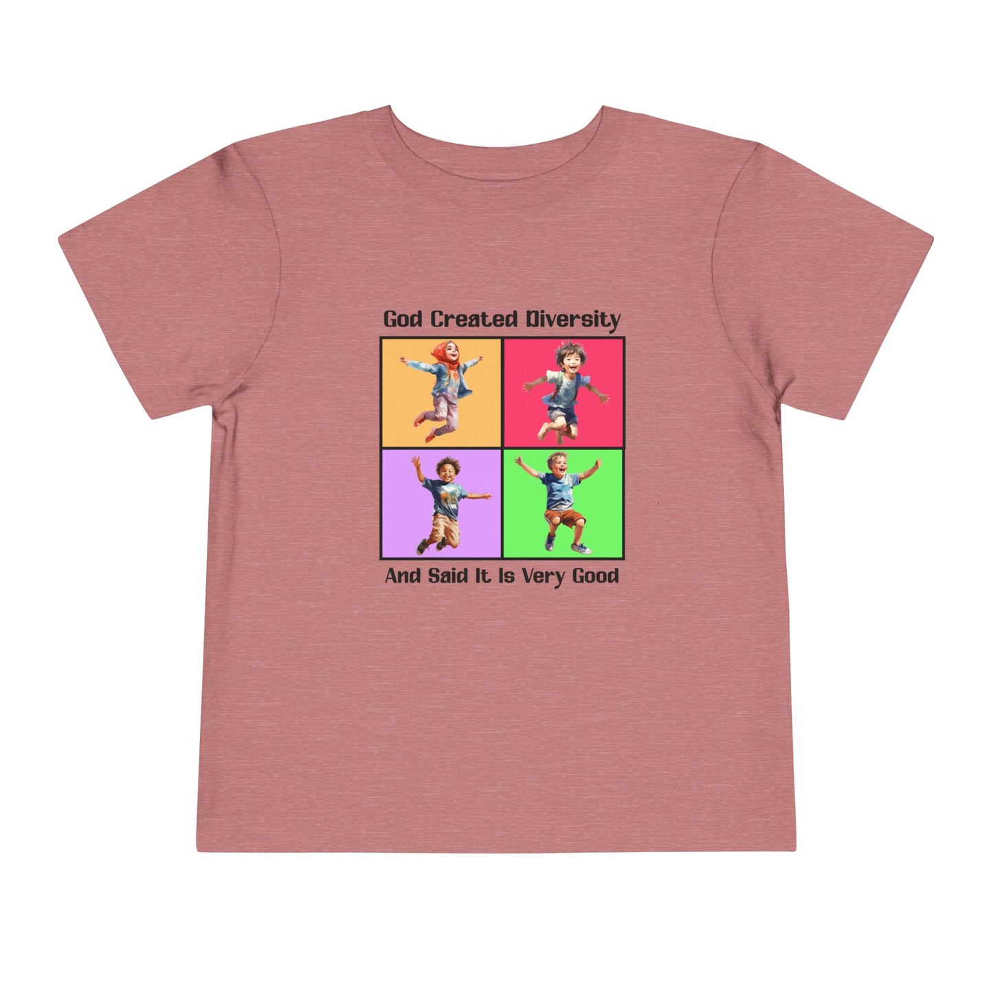 Toddler Short Sleeve Tee, Christian, Faith-Based, Diversity Design, Happy Kids