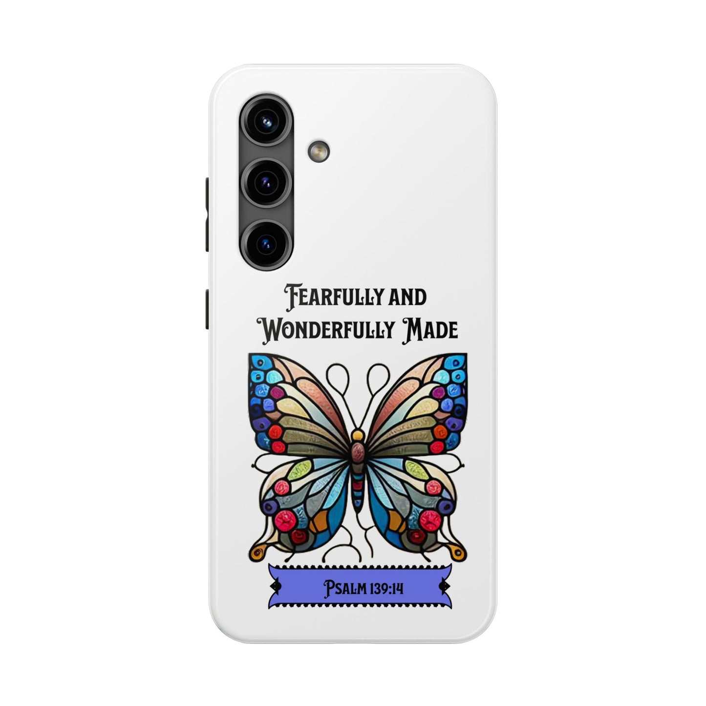 Fearfully and Wonderfully Made-Butterfly Phone Case, Christian, Faith-Based