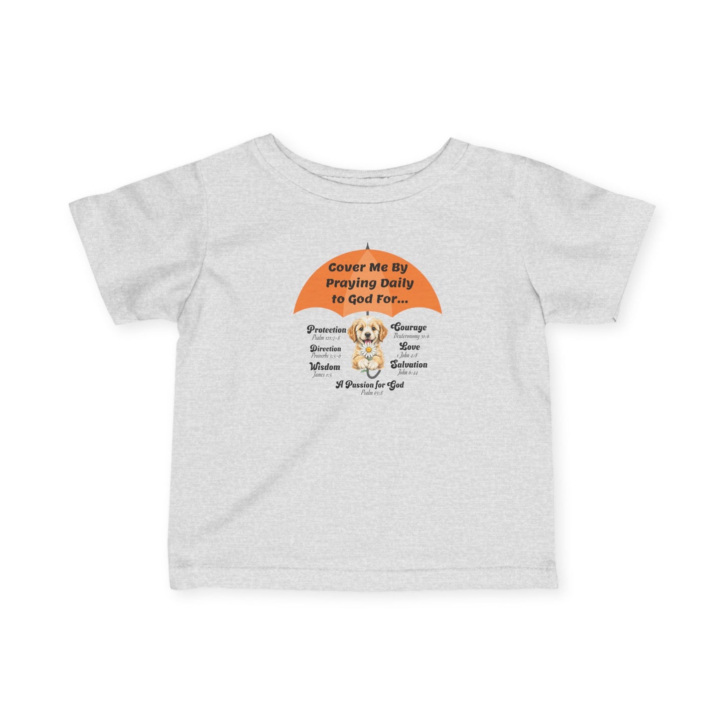 "Cover Me By Praying Daily" Christian Baby Shirt | Religious Infant Top | Puppy