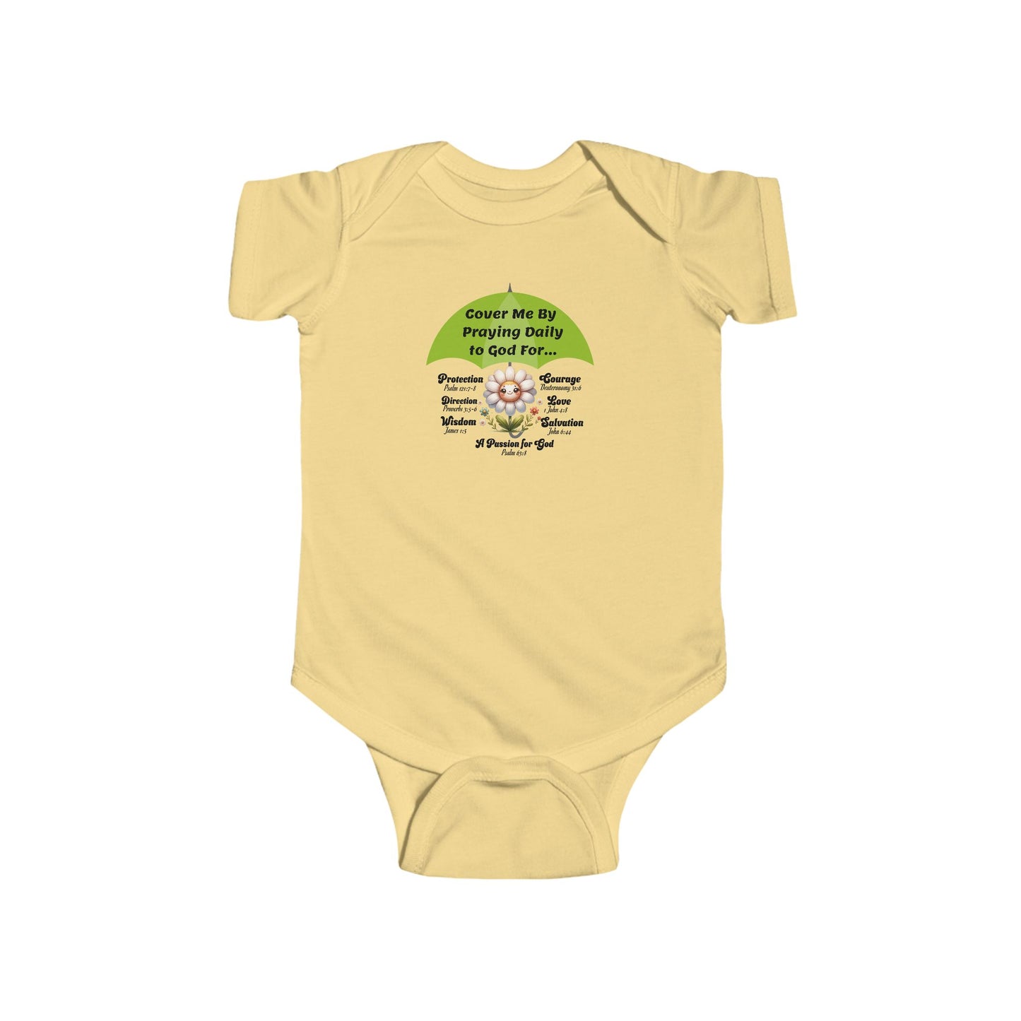 Cover Me By Praying Daily, Baby Onesie, Faith-Based