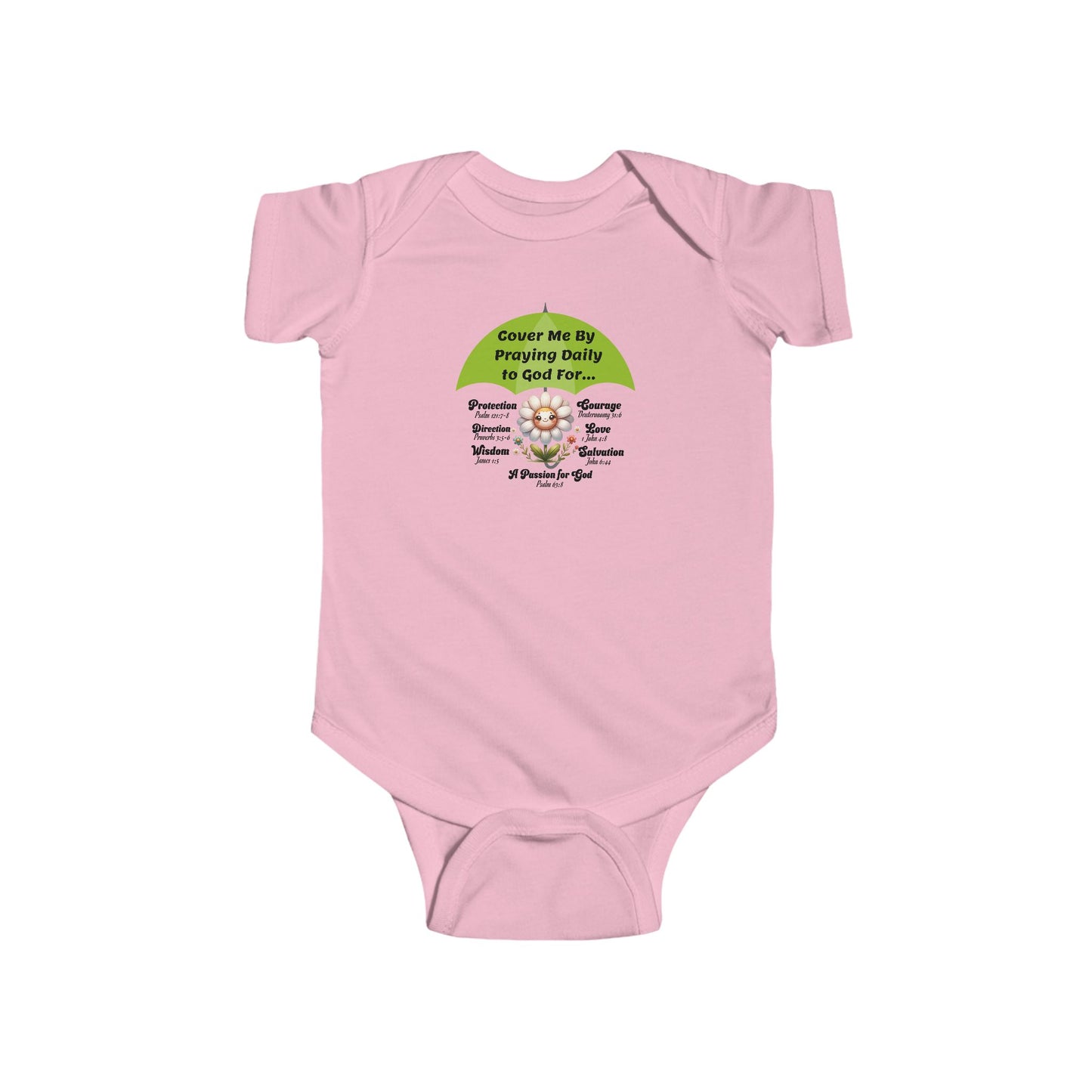 Cover Me By Praying Daily, Baby Onesie, Faith-Based