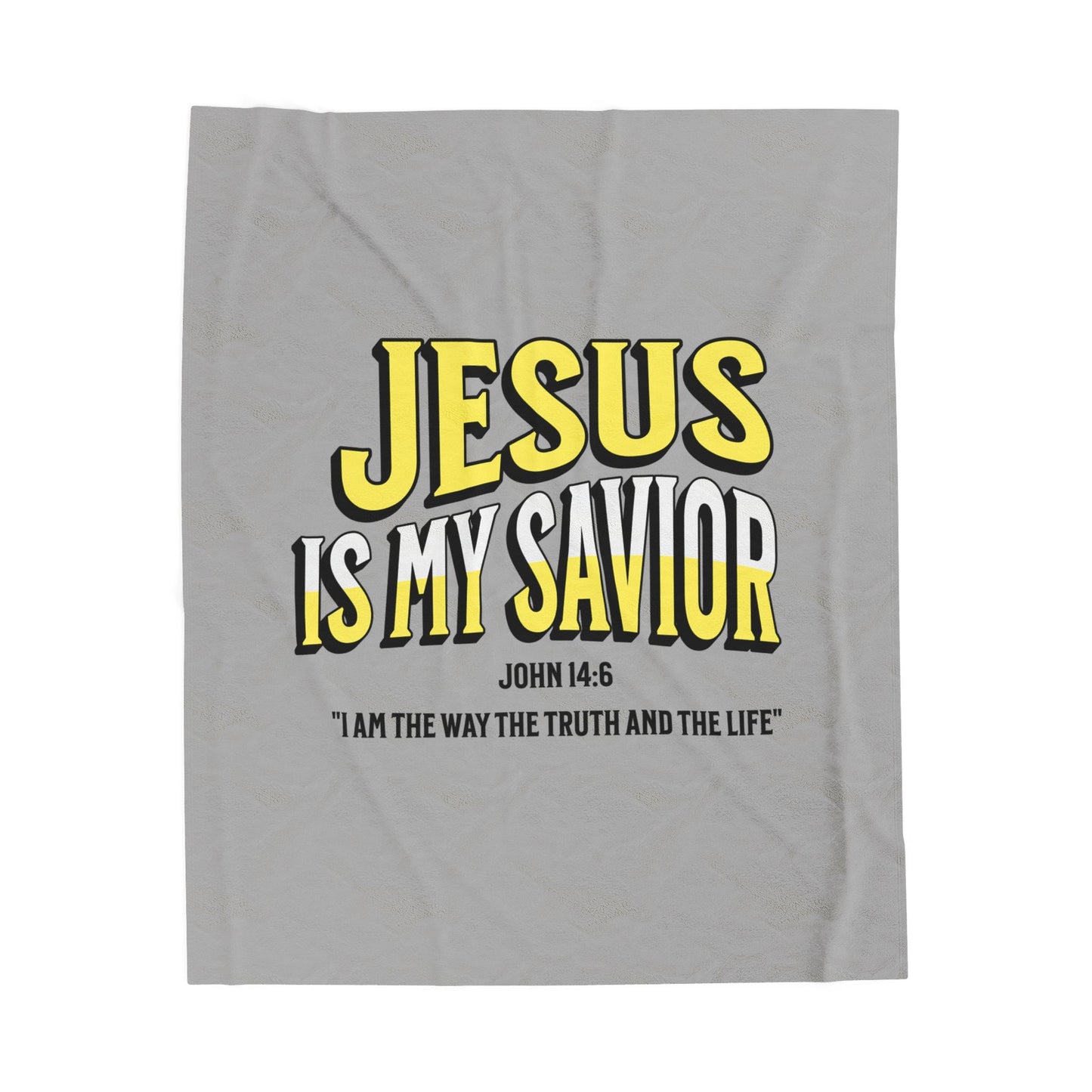Velveteen Blanket — "Jesus Is My Savior" Christian Throw with John 14:6 Scripture, Faith Based