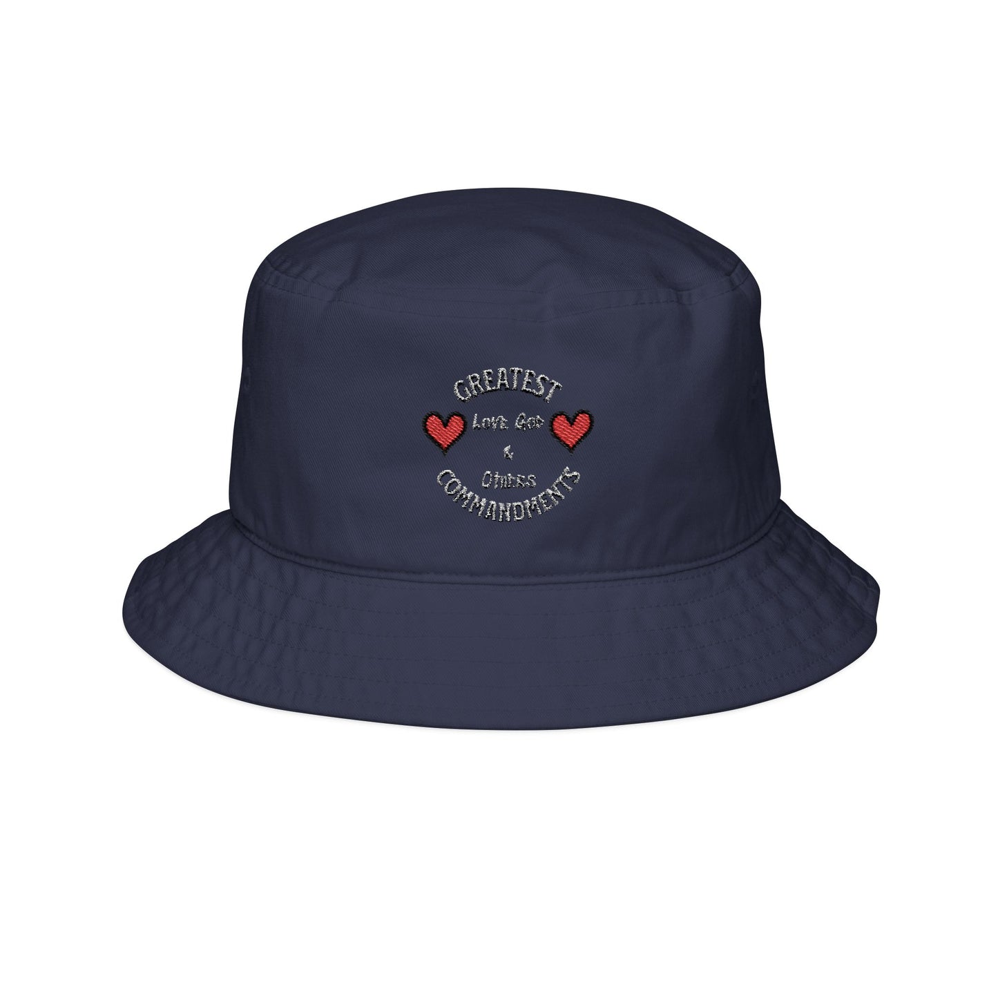 Embroidered "Greatest Love" Bucket Hat — Cute Heart (Black or Navy)