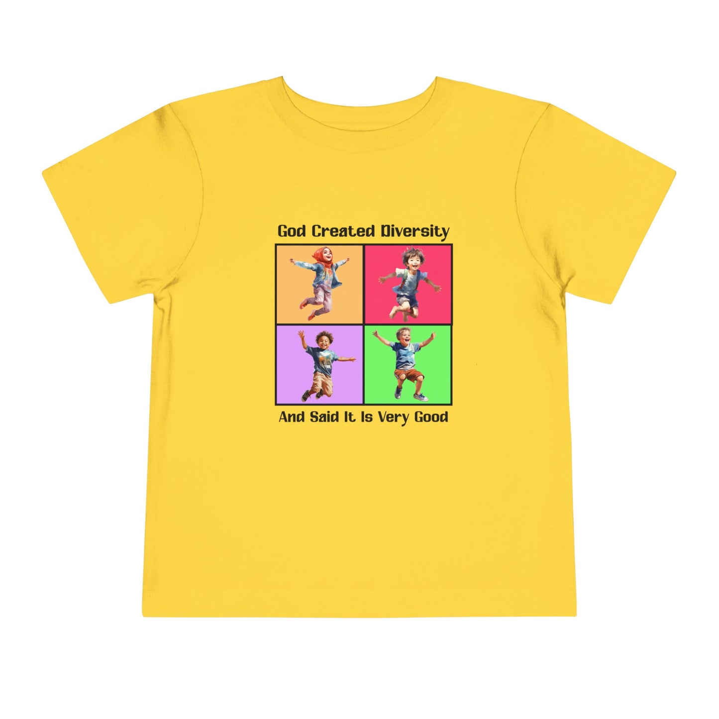 Toddler Short Sleeve Tee, Christian, Faith-Based, Diversity Design, Happy Kids