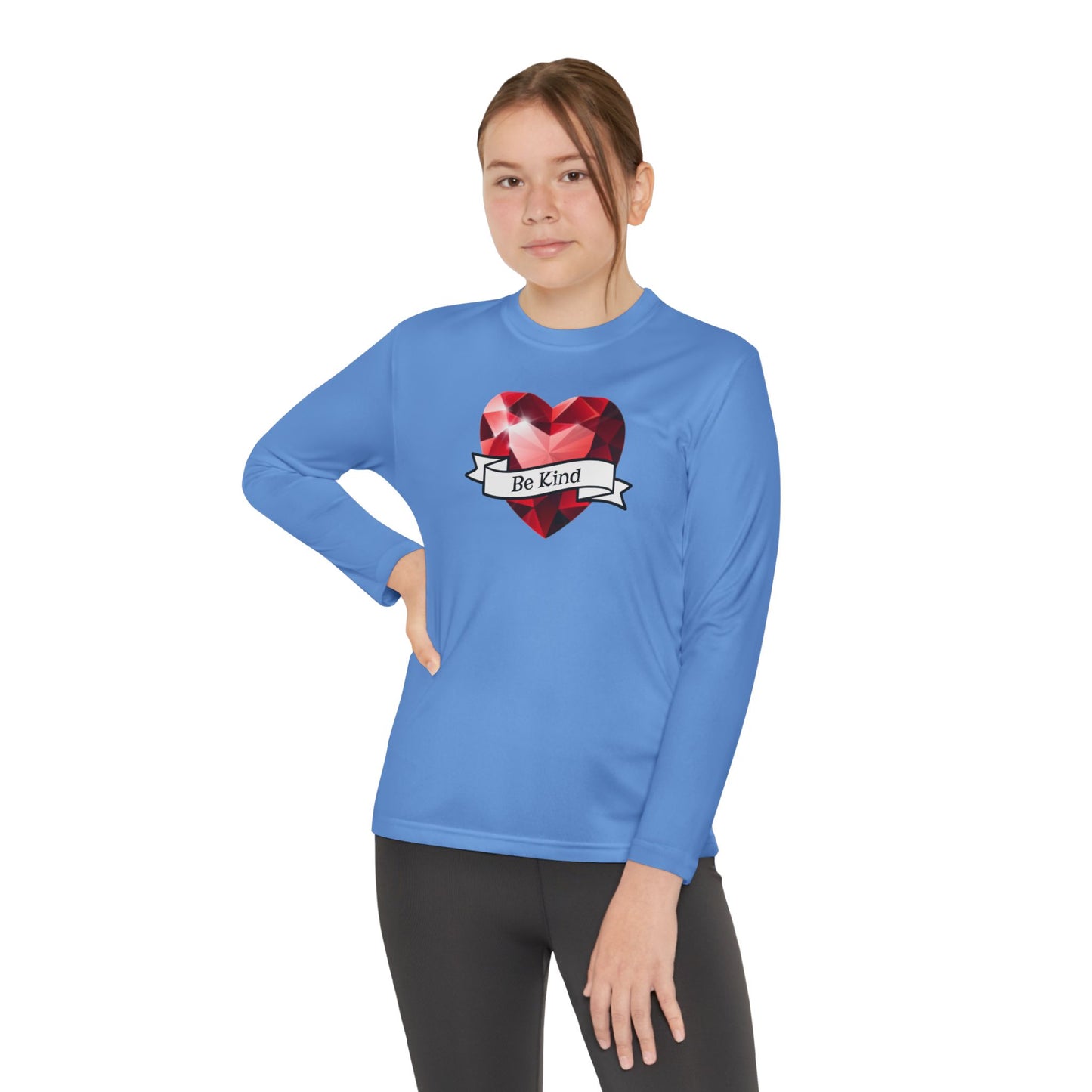 Be Kind Heart Youth Long Sleeve Tee — Kids' Positive Message Shirt, Christian, Faith-Based