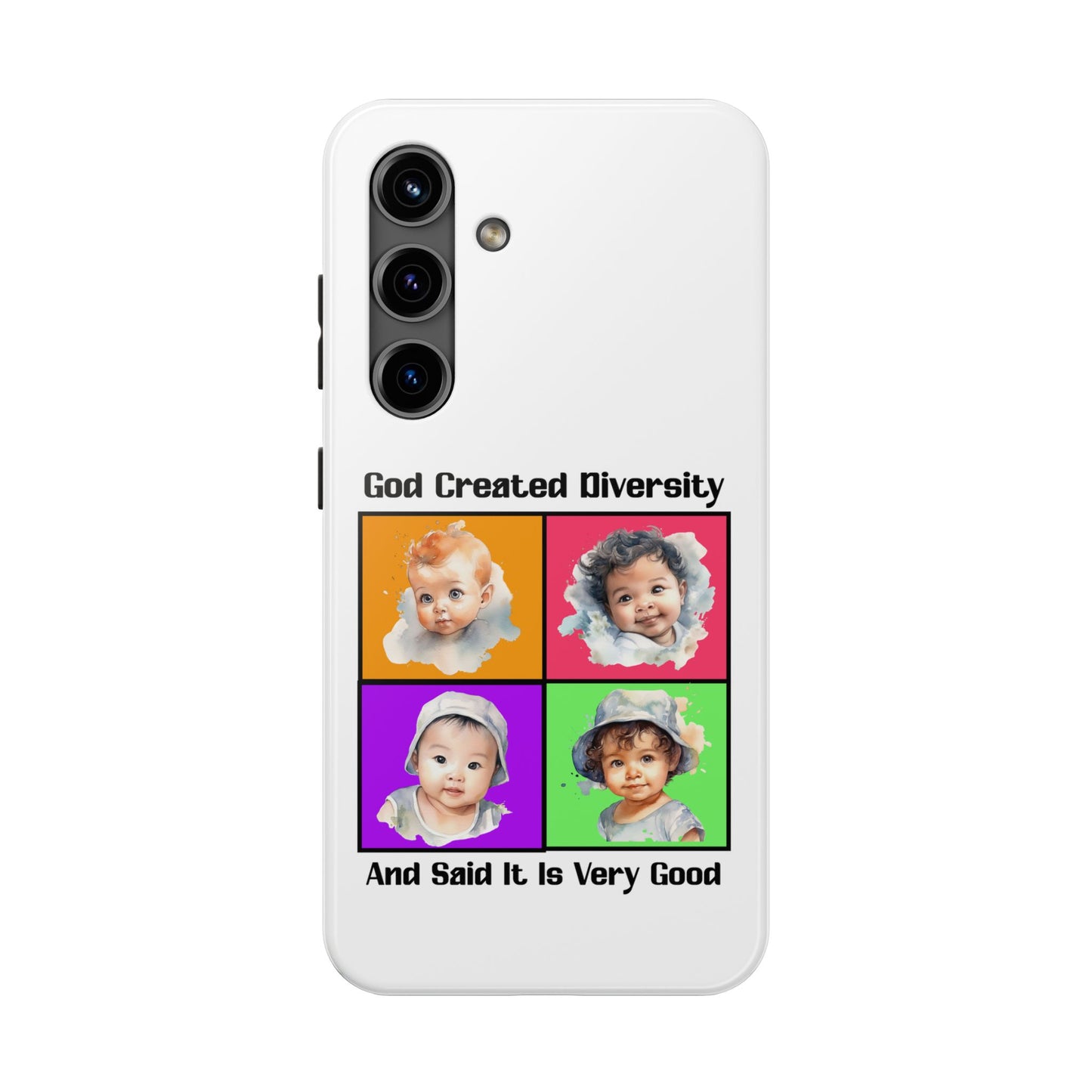 God Created Diversity and Said It Is Very Good, Cute Babies in Square2- Phone Case, Christian, Faith-Based