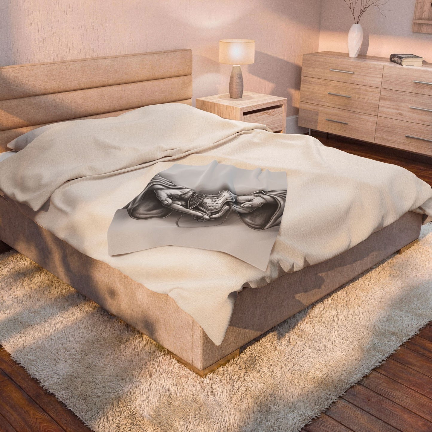 Greatest Commandments; Love God & Others, Velveteen Plush Blanket, Faith-Based