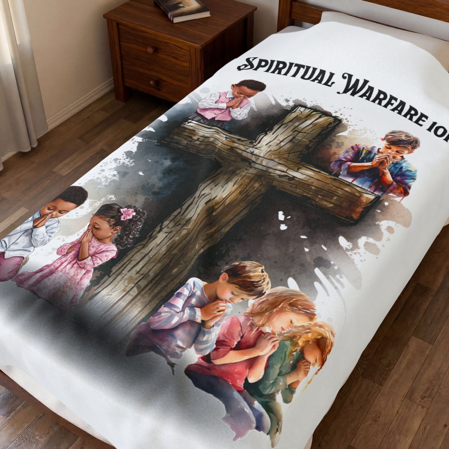 Velveteen Plush Blanket-Praying Kids, Faith-Based
