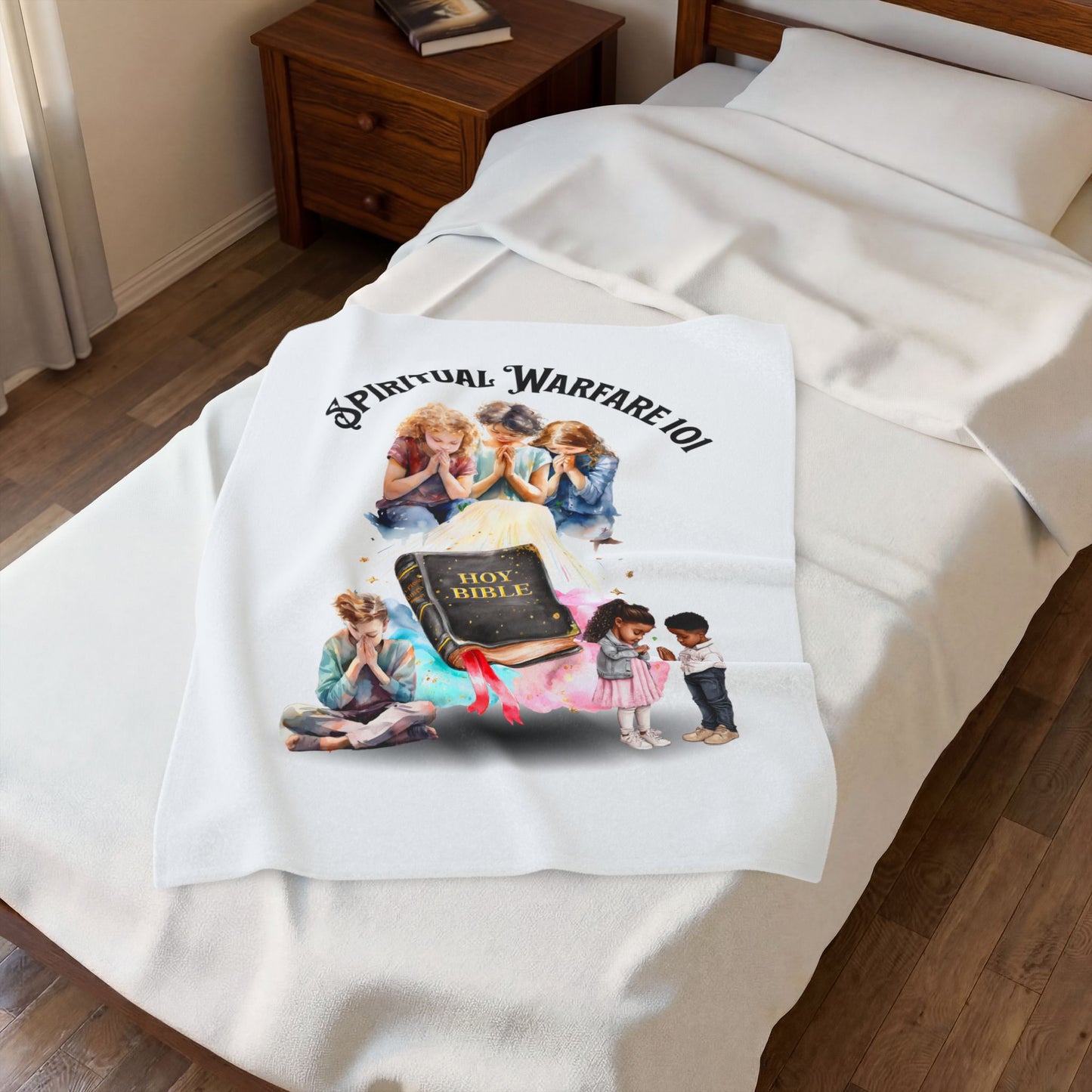 Plush Blanket — "Spiritual Warfare 101" Kids Prayer Bible Design