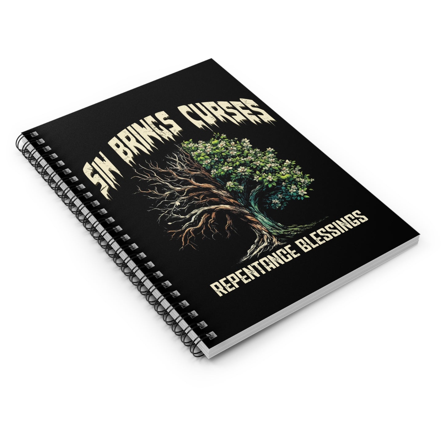 Sin Brings Curses — Spiral Ruled Journal for Positivity & Gifts