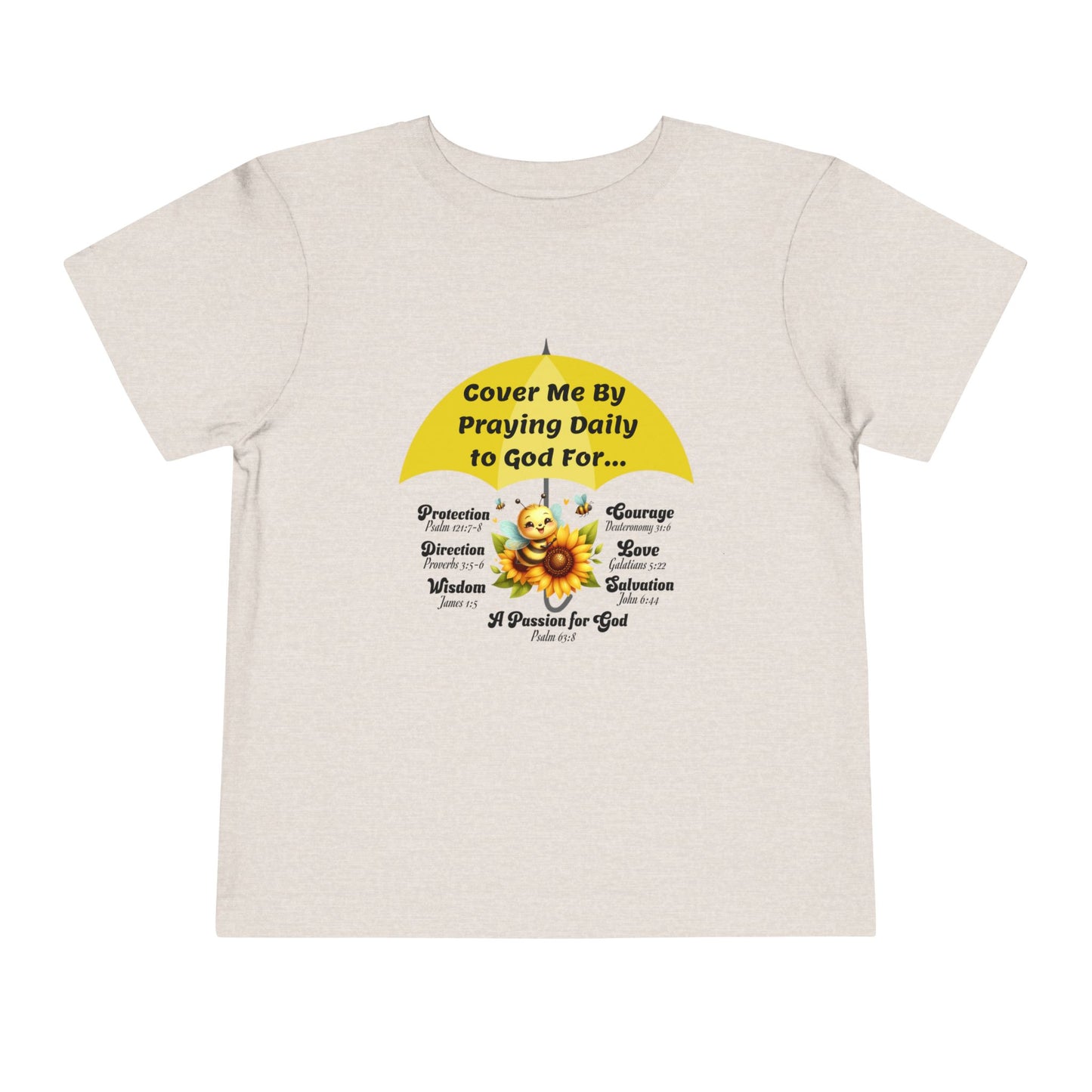 Toddler Short Sleeve Tee, Christian, Faith-Based, Cover Me With Prayer, Cute Bubble Bee