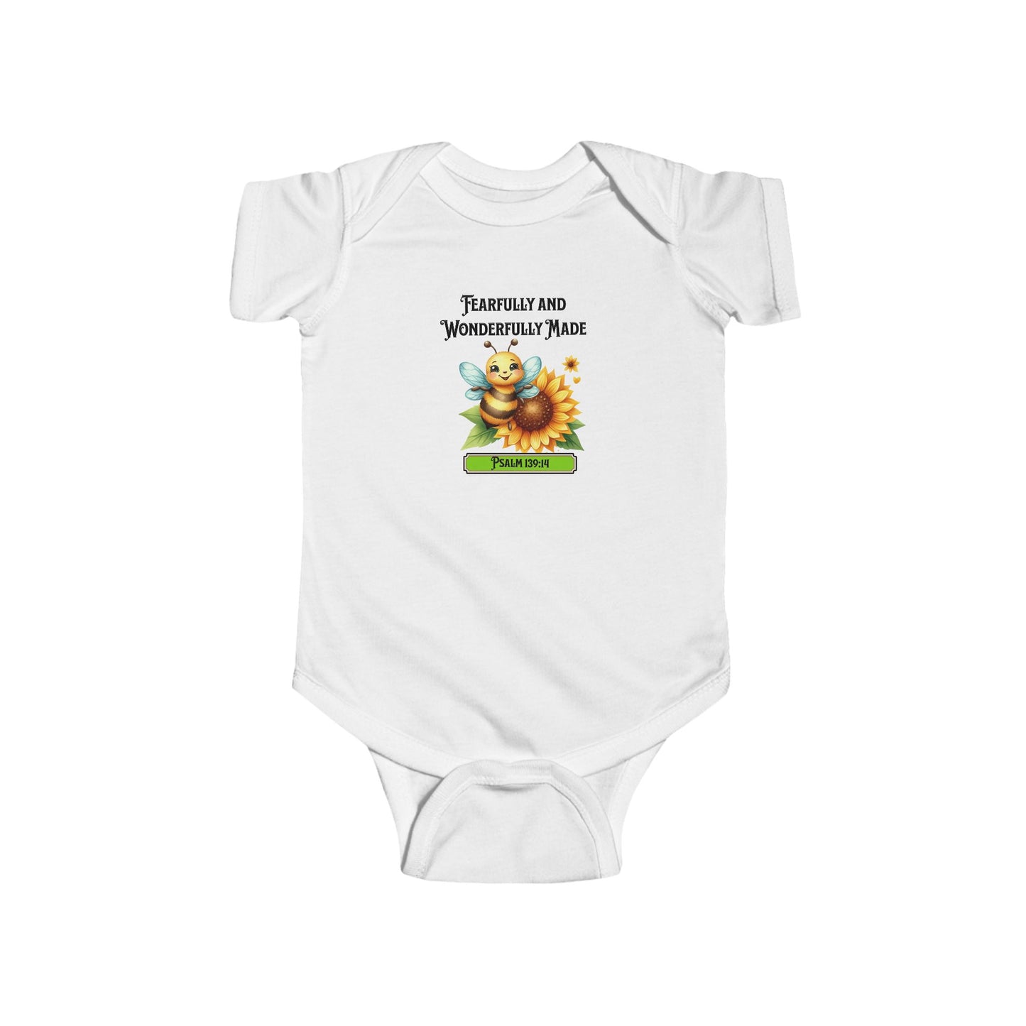 Fearfully and Wonderfully Made, Baby Onesie, Faith-Based, Bumble Bee