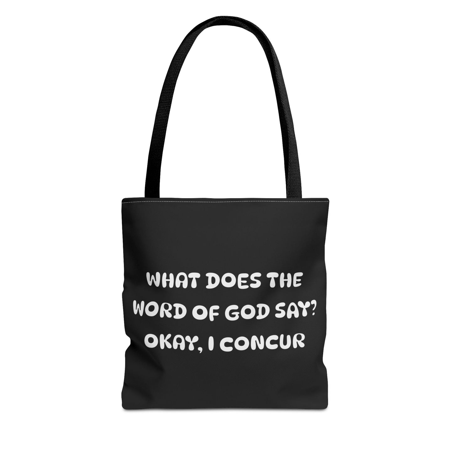 What Does the Word of God Say? I Concur Tote, Christian Tote Bag, Bible Faith, Evangelism