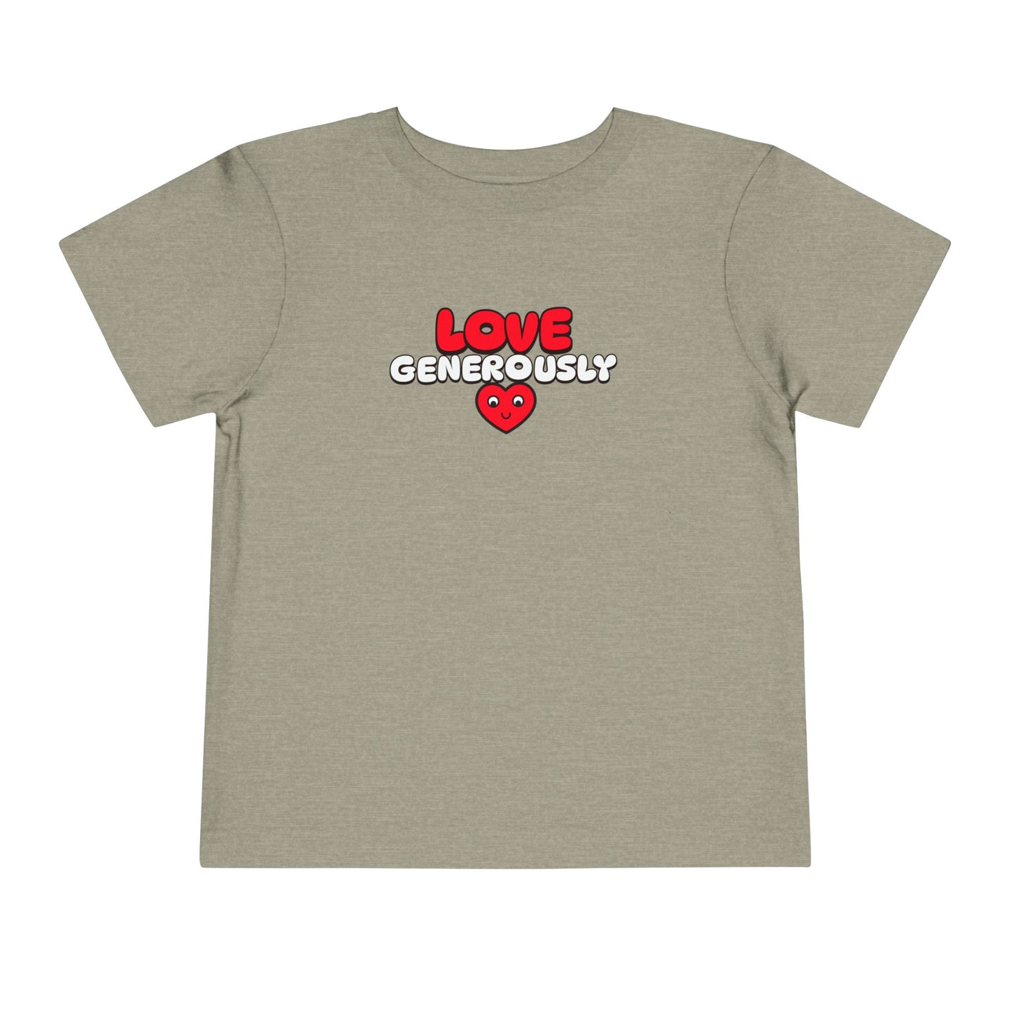 Toddler Tee "Love Generously" Heart Graphic — Kids T-Shirt