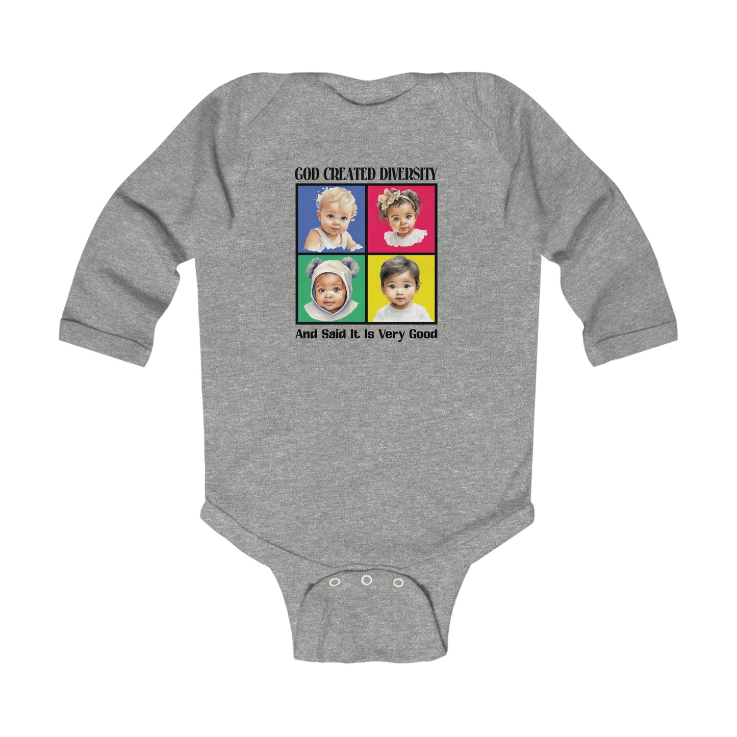 Infant Bodysuit – “God Created Diversity and Said It Is Very Good” Colorful Baby Onesie