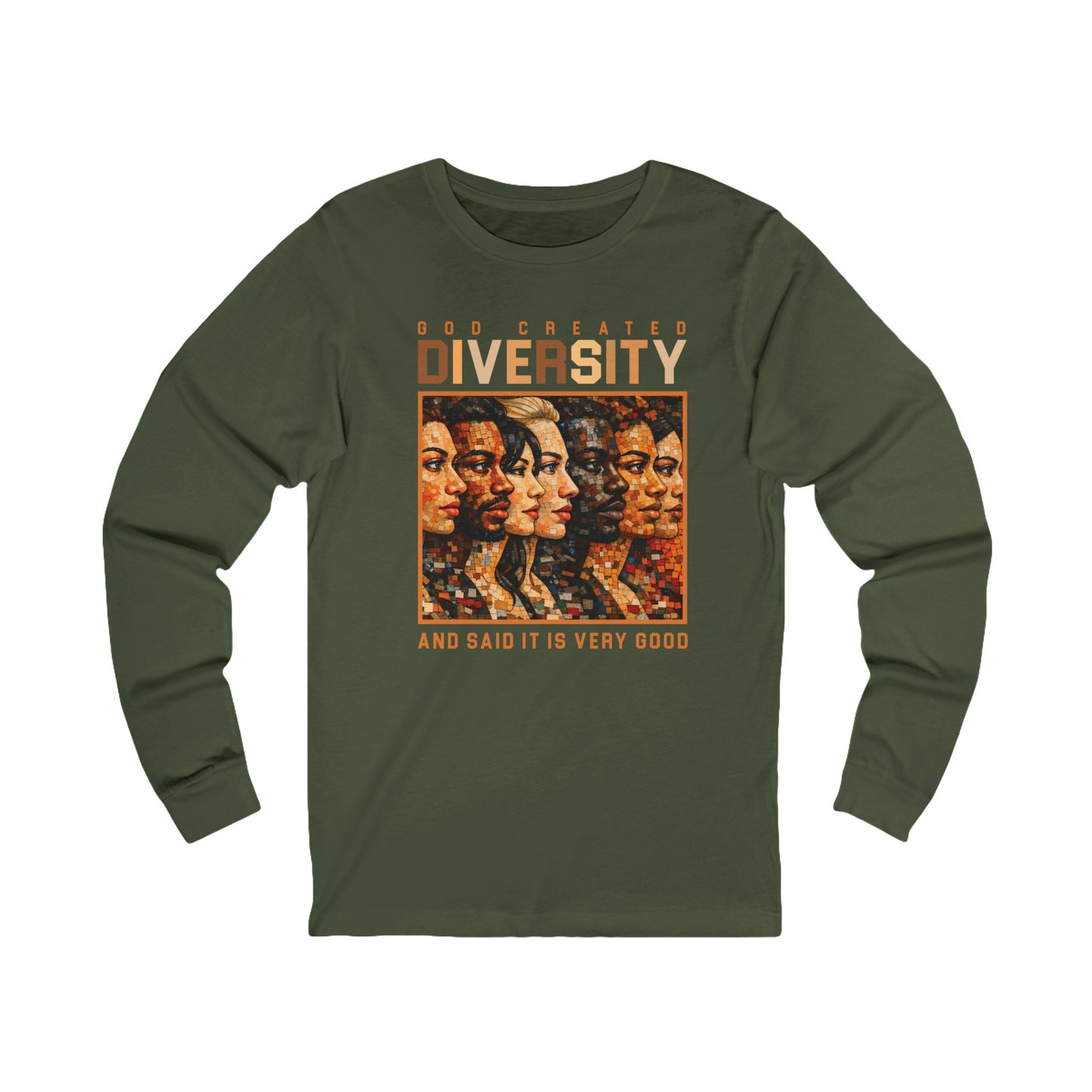 God Created Diversity, Long Sleeve Tee — Faith-Based Christian Message Shirt