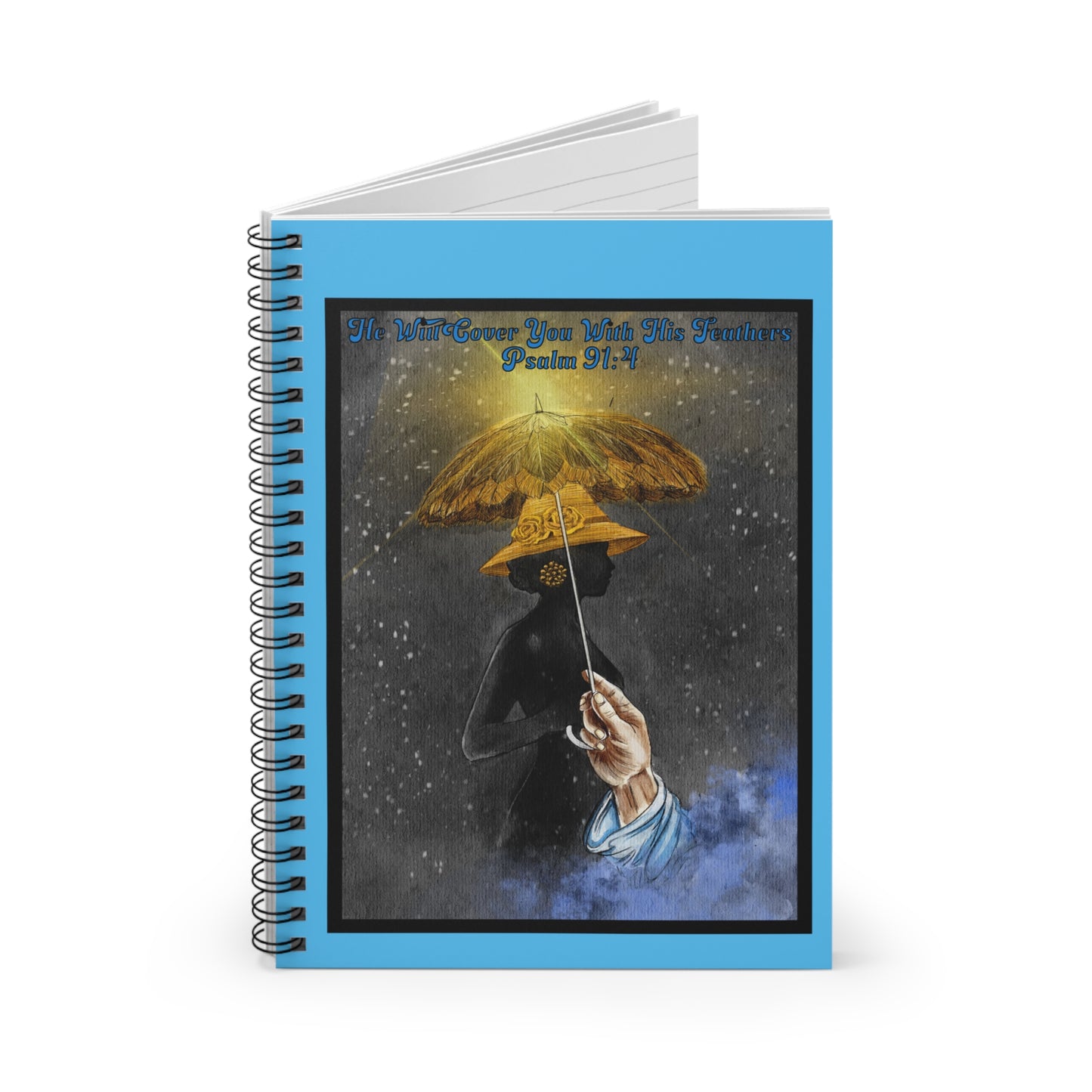 He will Cover You with His Feathers — Spiral Ruled Journal for Positivity & Gifts, Faith-Based