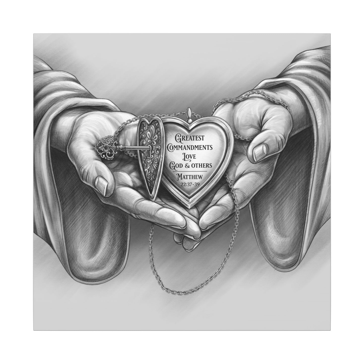 Canvas Wall Art - Greatest Commandments, Love God & Others, Christian Print