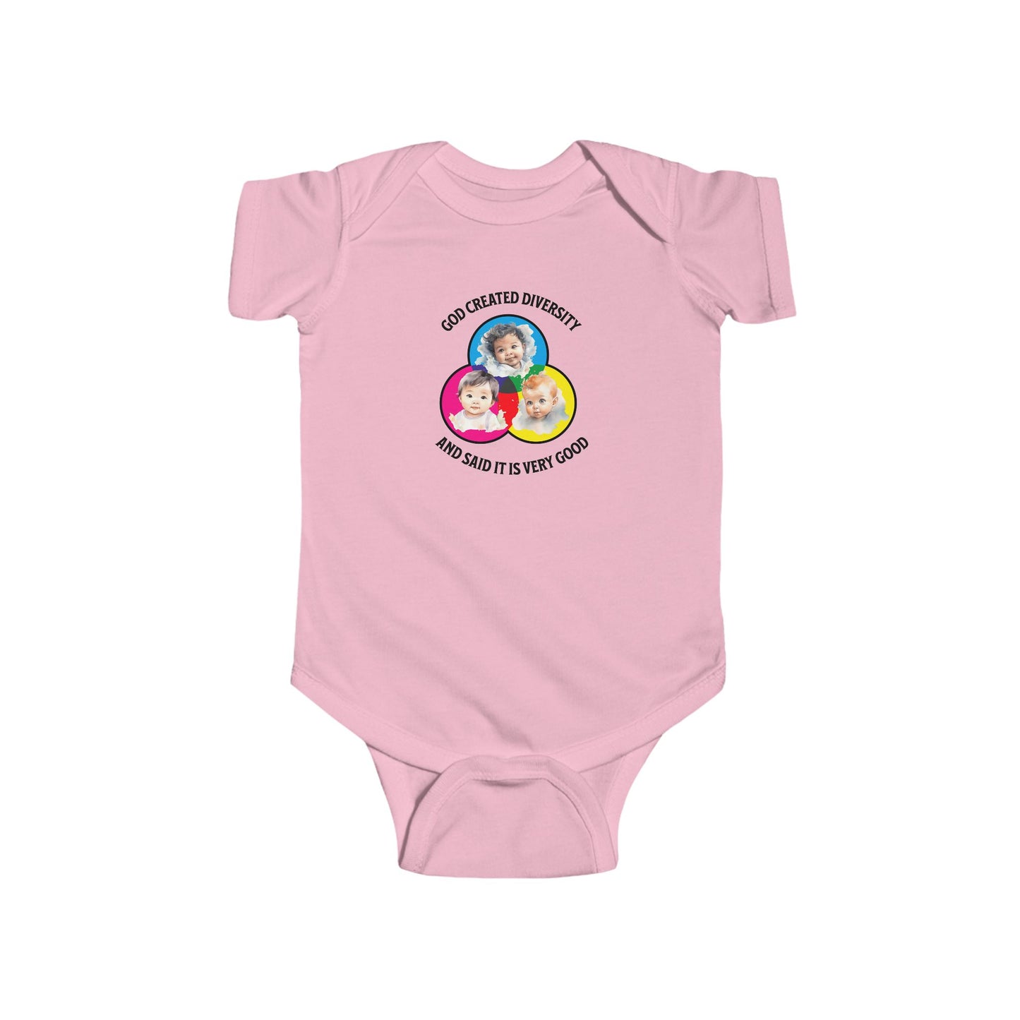 God Created Diversity, Baby Onesie, Faith-Based, Circle Baby Faces