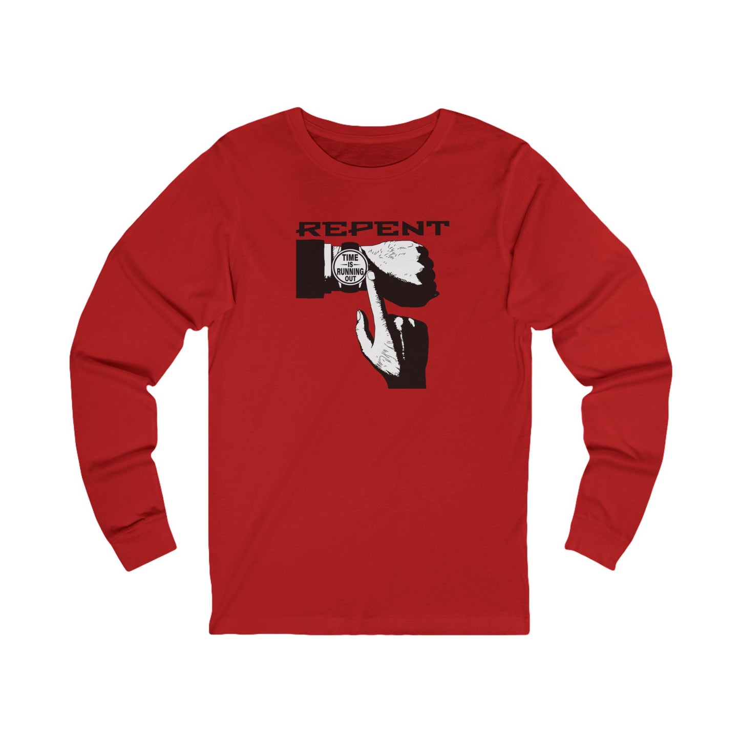 Repent Time is Running Out, Long Sleeve Tee — Faith-Based Christian Message Shirt