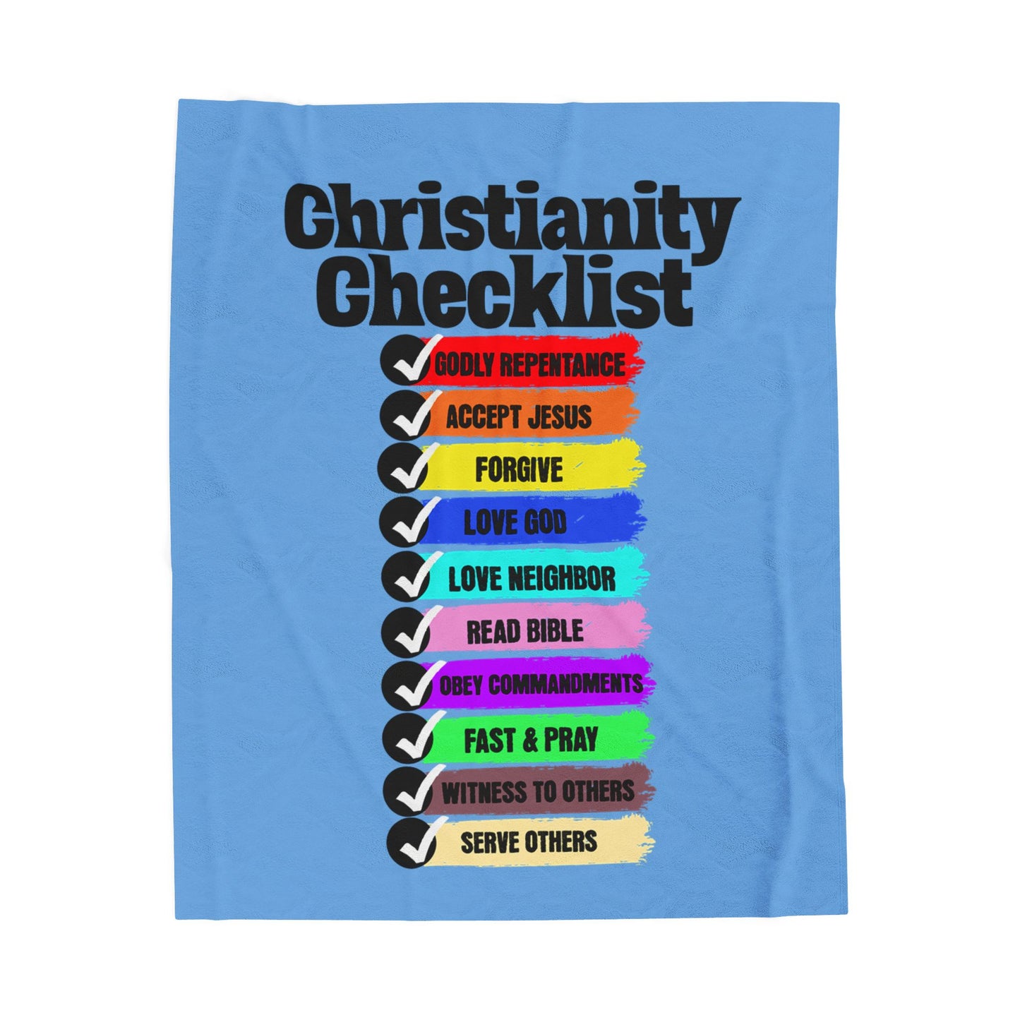 Christianity Checklist Velveteen Plush Blanket – Rainbow Faith Checklist Throw,