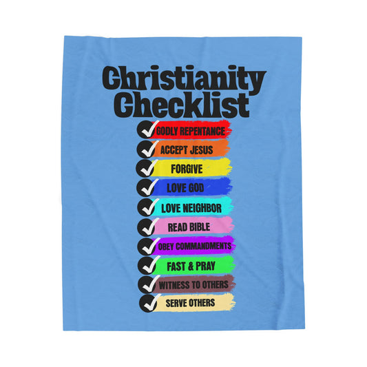 Christianity Checklist Velveteen Plush Blanket – Rainbow Faith Checklist Throw,