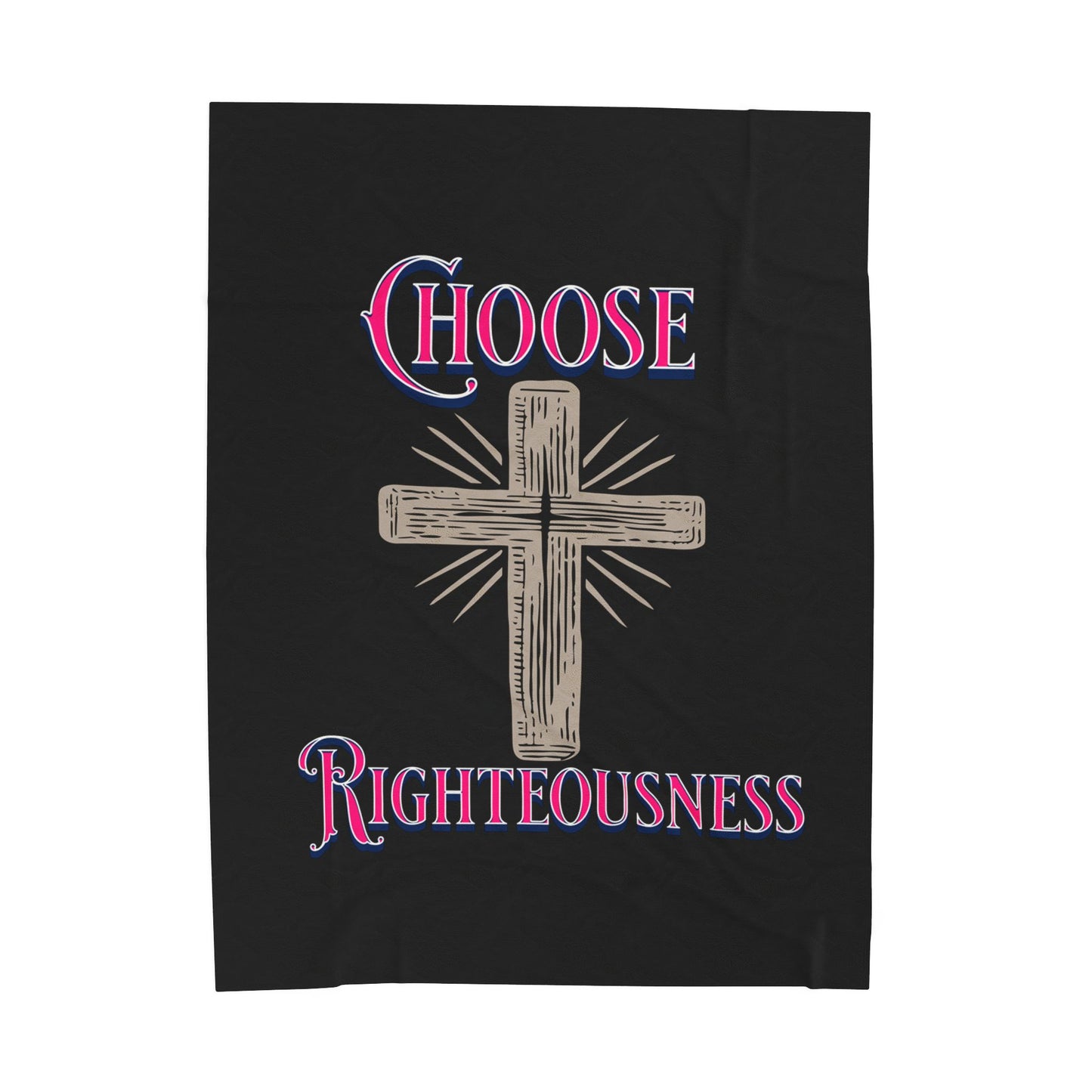 Christian Cross Plush Blanket – "Choose Righteousness" Soft Velveteen Throw